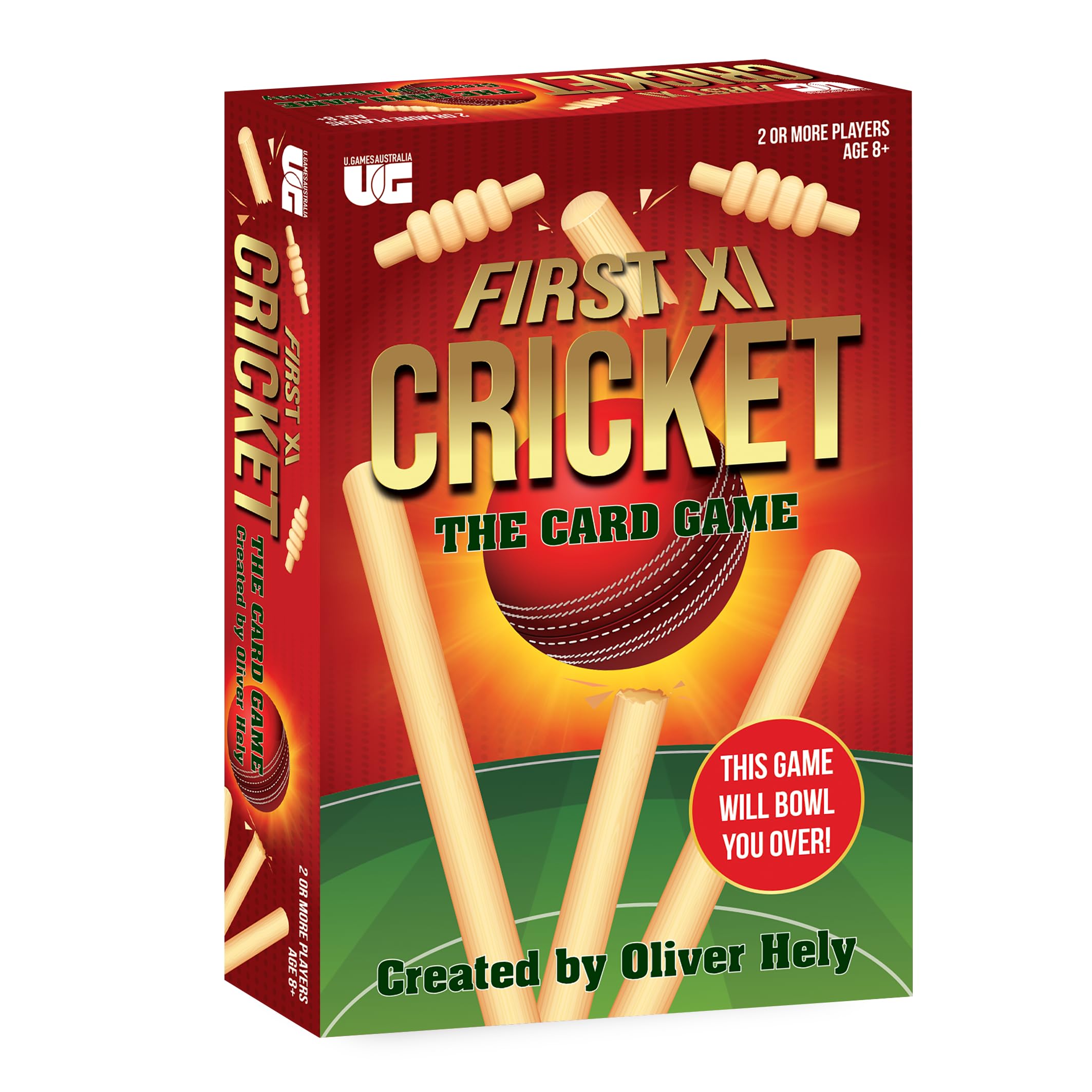 University Games First XI Juego de cartas de cricket | divertido y estratégico juego familiar | 2+ jugadores, tema de cricket, juego de cartas para niños y adultos, diseño australiano, adecuado