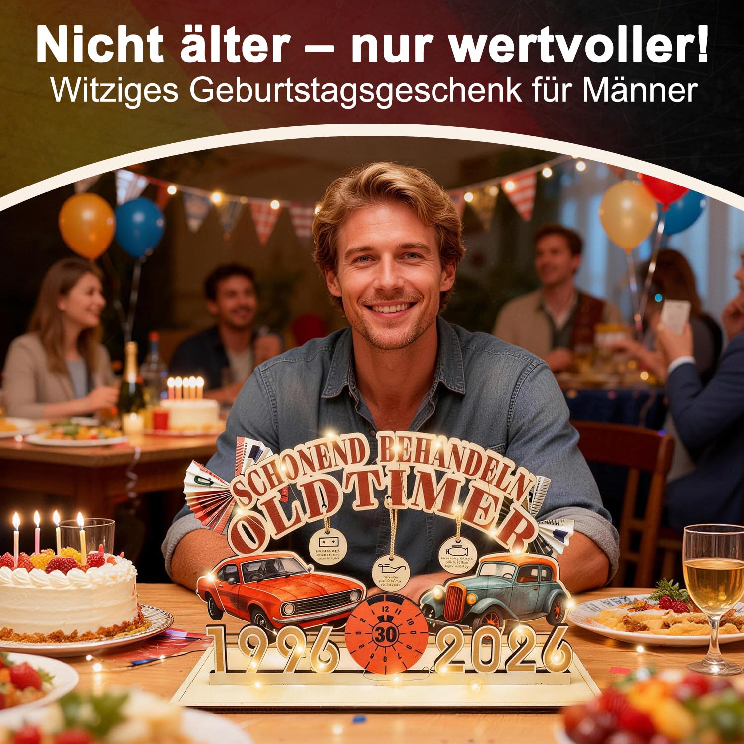Giftota Geldgeschenk 70 Geburtstag Mann mit LED Lichterkette - Witzige Klassische Schonend Behandeln 1956 Oldtimer Geschenk zum 70 Geburtstag Mann