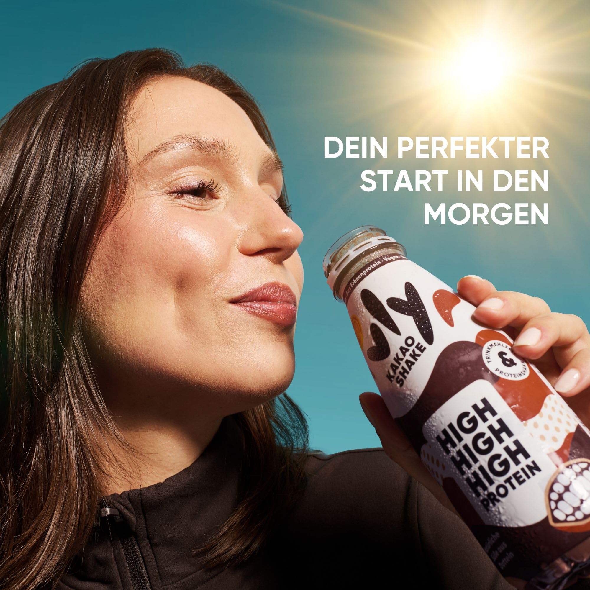 vly Kakao Shake - 2in1 Trinkmahlzeit & Proteinshake vegan | 20g Protein, 28 Vitamine & Nährstoffe, 10,4g Ballaststoffe | Zuckerfrei Laktosefrei | Nachhaltiger Kakao Eiweiß Proteindrink - 8x400ml