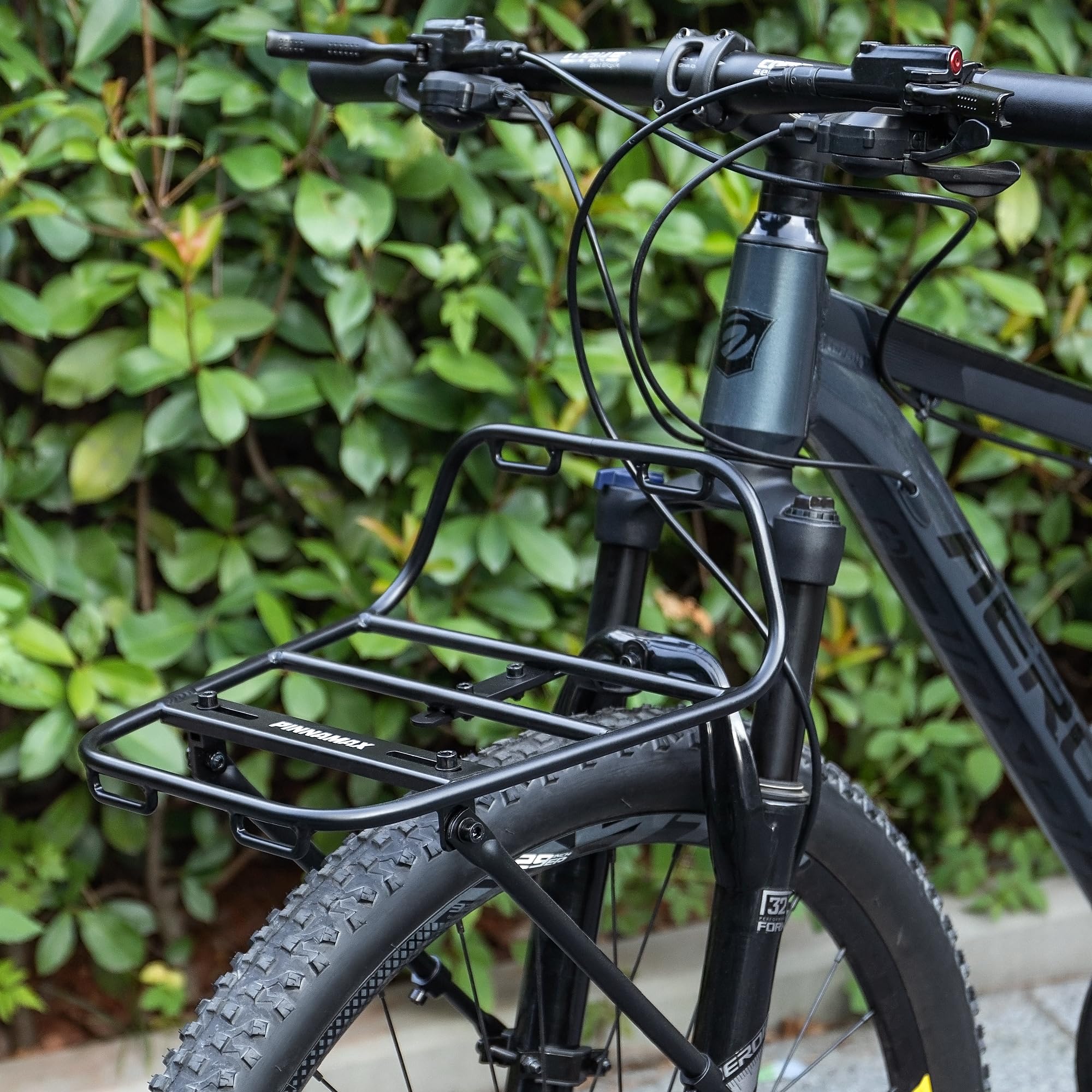 Portapacchi anteriore per bicicletta – Portapacchi anteriore per bicicletta con montanti – Rack per pizza in alluminio per montaggio frontale per mountain bike, gravelbike e bici da tour - 3