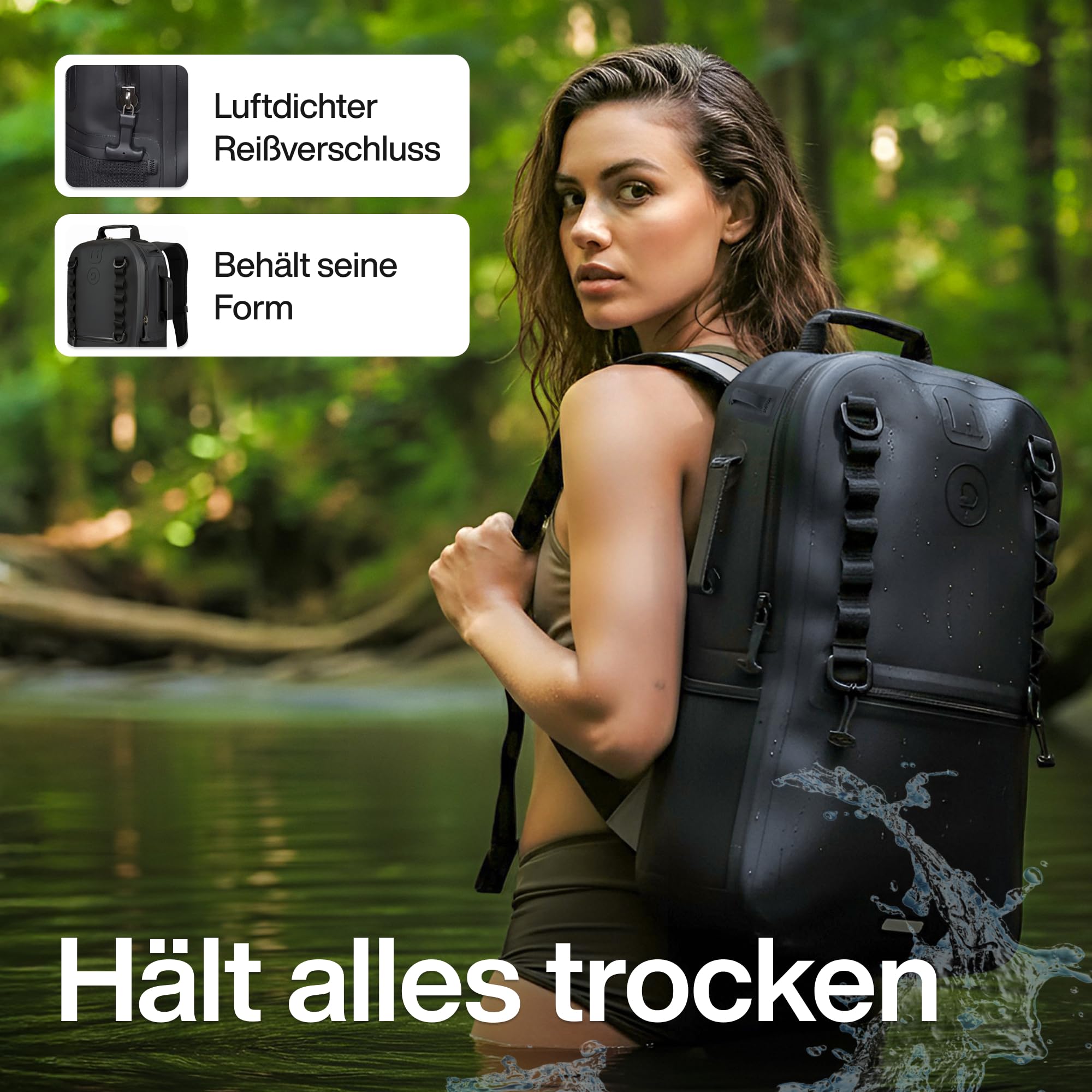 Travel Dude Wasserdichter Rucksack 15L – Dry Bag Rucksack für Herren, Rolltop Seesack mit airtight Zipper – Wasserdichter Fahrradrucksack, Strandrucksack & Wanderrucksack