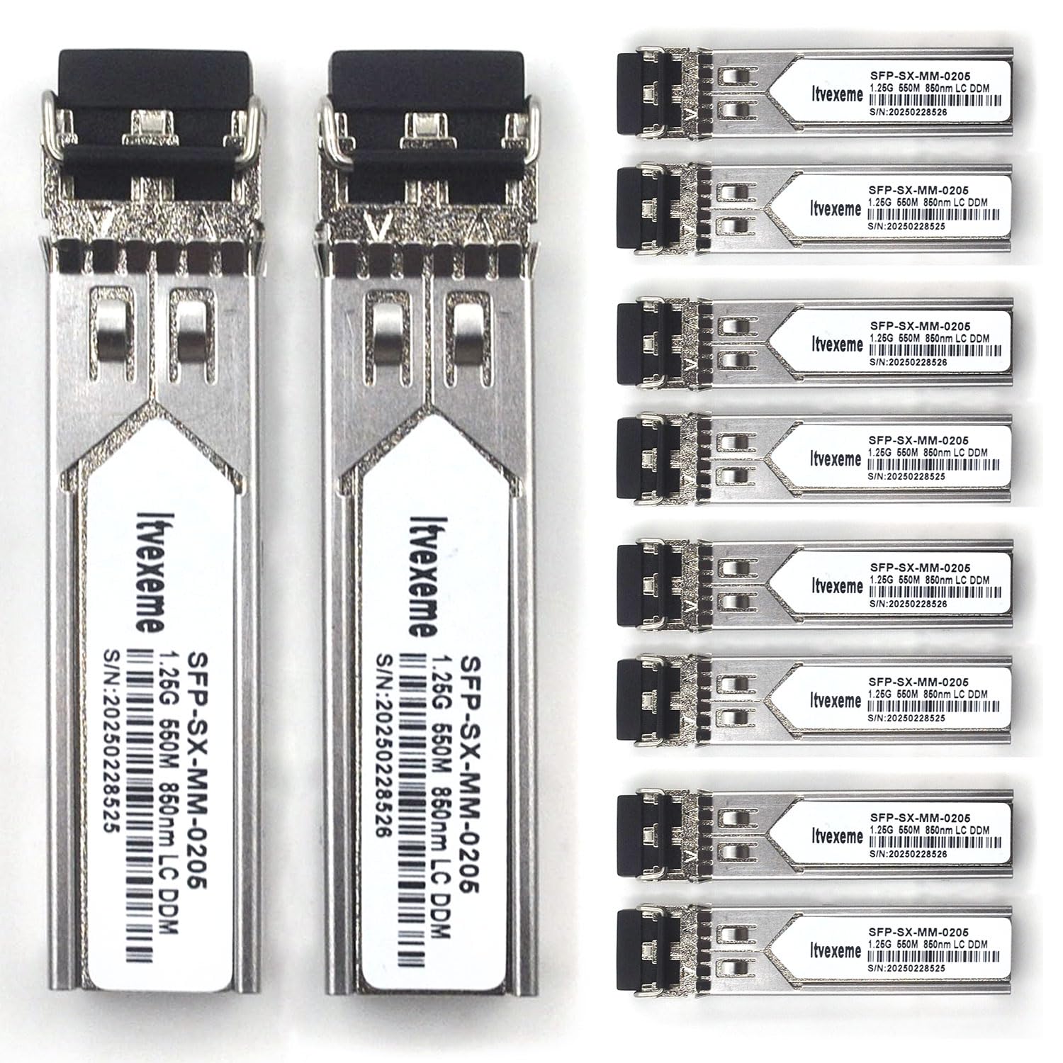 10 modułów SFP LC Multimode 1,25 G, nadajnik-odbiornik światłowodowy 1000Base-SX, 850 nm MMF, 550 m, do routera, karty sieciowej, przełączników, zapory ogniowej itp