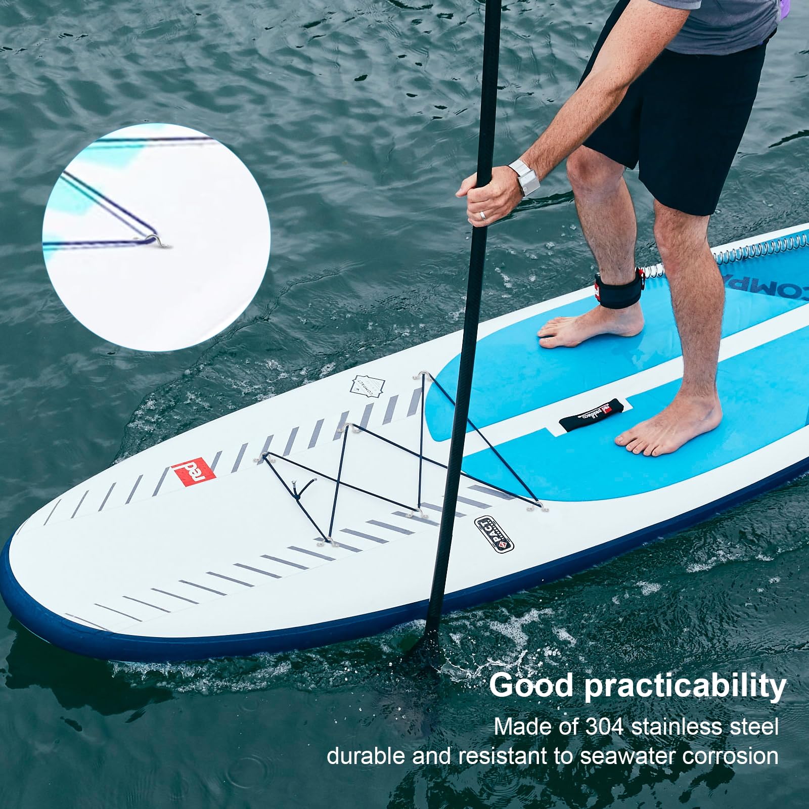 30 Piezas Bucles de Cubierta Kayak con Almohadillas, Anillas para Cubierta de Kayak, Acero INOX 304 con Almohadillas y 60 Tornillos, Accesorios Náuticos para Canoa, Kayak Rigging