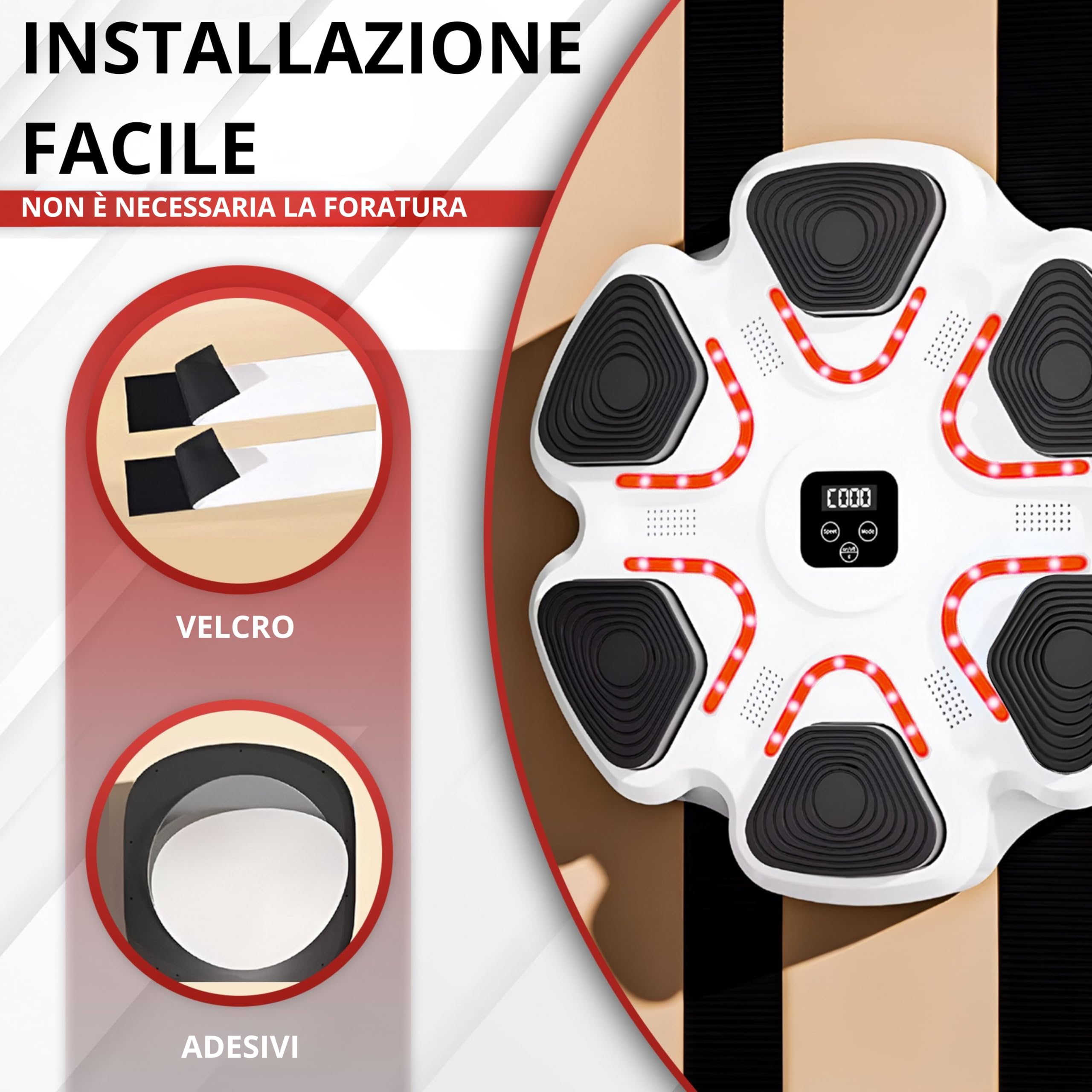 Arcanix - Macchina da Boxe Musicale da Parete | Music Boxing Machine con Bluetooth, Luci LED e 9 Velocità | Guantoni Inclusi | Allenamento Cardio, Riflessi e Coordinazione per Adulti e Bambini