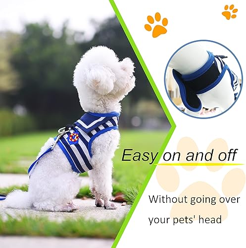 Miniatura 4 de Juego de arnés y correa para perro pequeño, chaleco acolchado suave ajustable para perros chihuahua, caniche, yorike, maltés de menos de 5 libras,