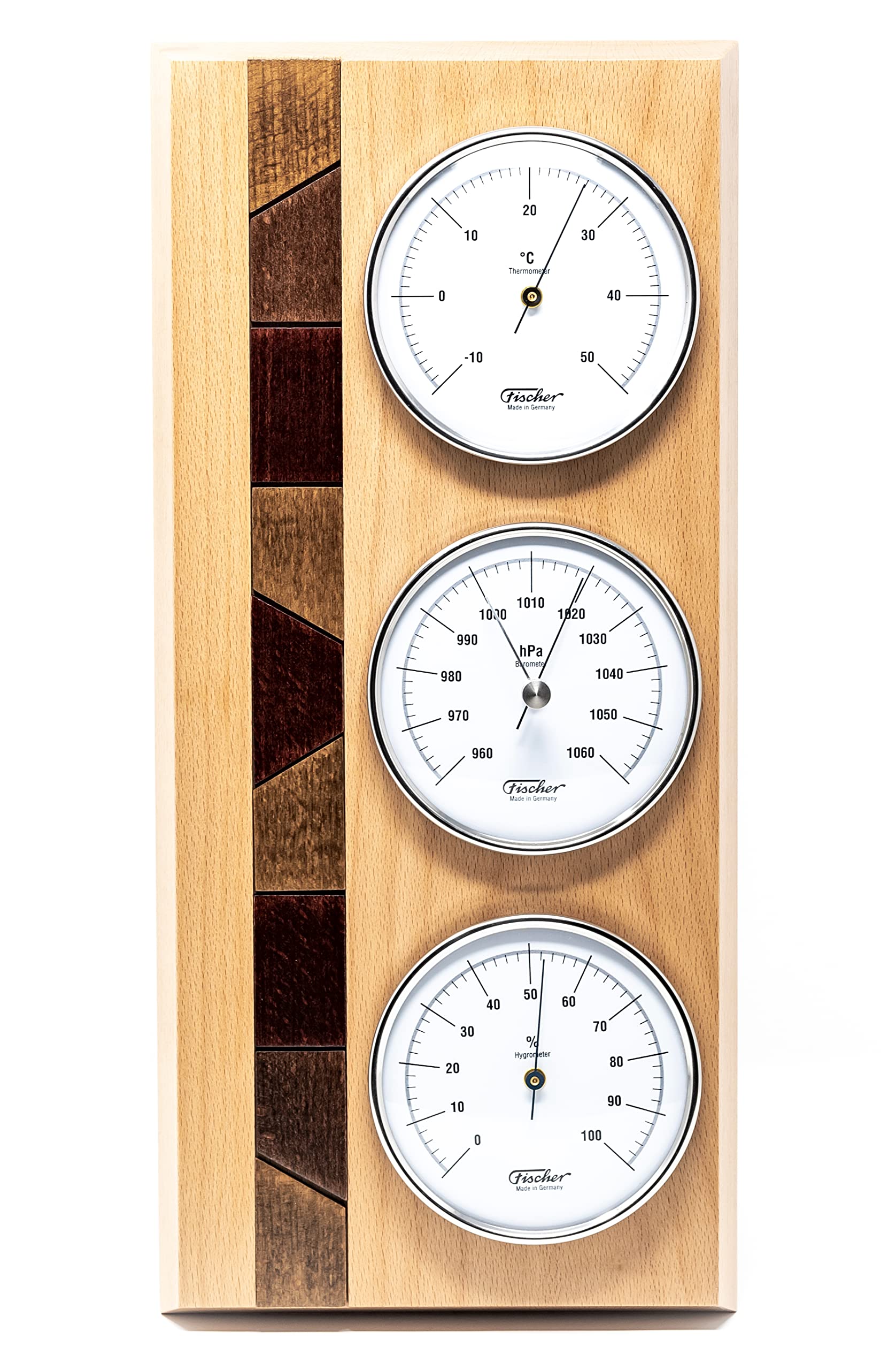 Fischer Stacja pogodowa, drewno, Beech Wood Natural, 30 x 15,5 x 34 cm
