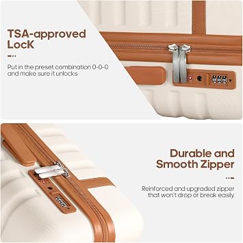 UKEIN Luggage Sets 3Piece, Carry On Luggage 20in Suitcase Set With Backpack | Carry On Suitcase with Spinner Wheels,PC Durable Hardside with TSA Lock,YKK Zippers,22x14x9 Airline Approved For Travel