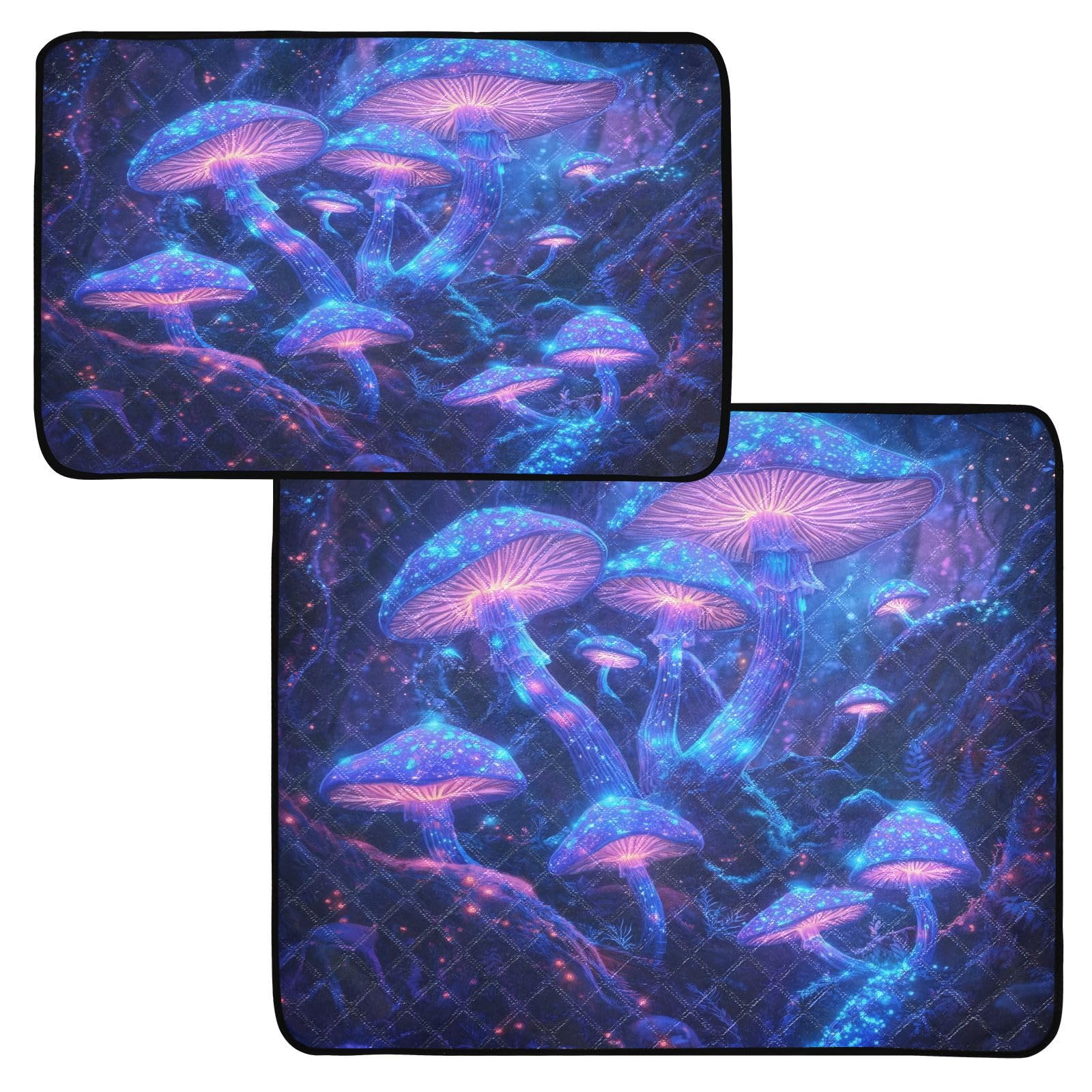 SDMKA Neon Mushrooms Pee Pads for Dogs, 3-Pack Washable Puppy Pads Reusable Dog Pee Pad Non-Slip Training Pads for Potty, Crate, Bed, 20x24in