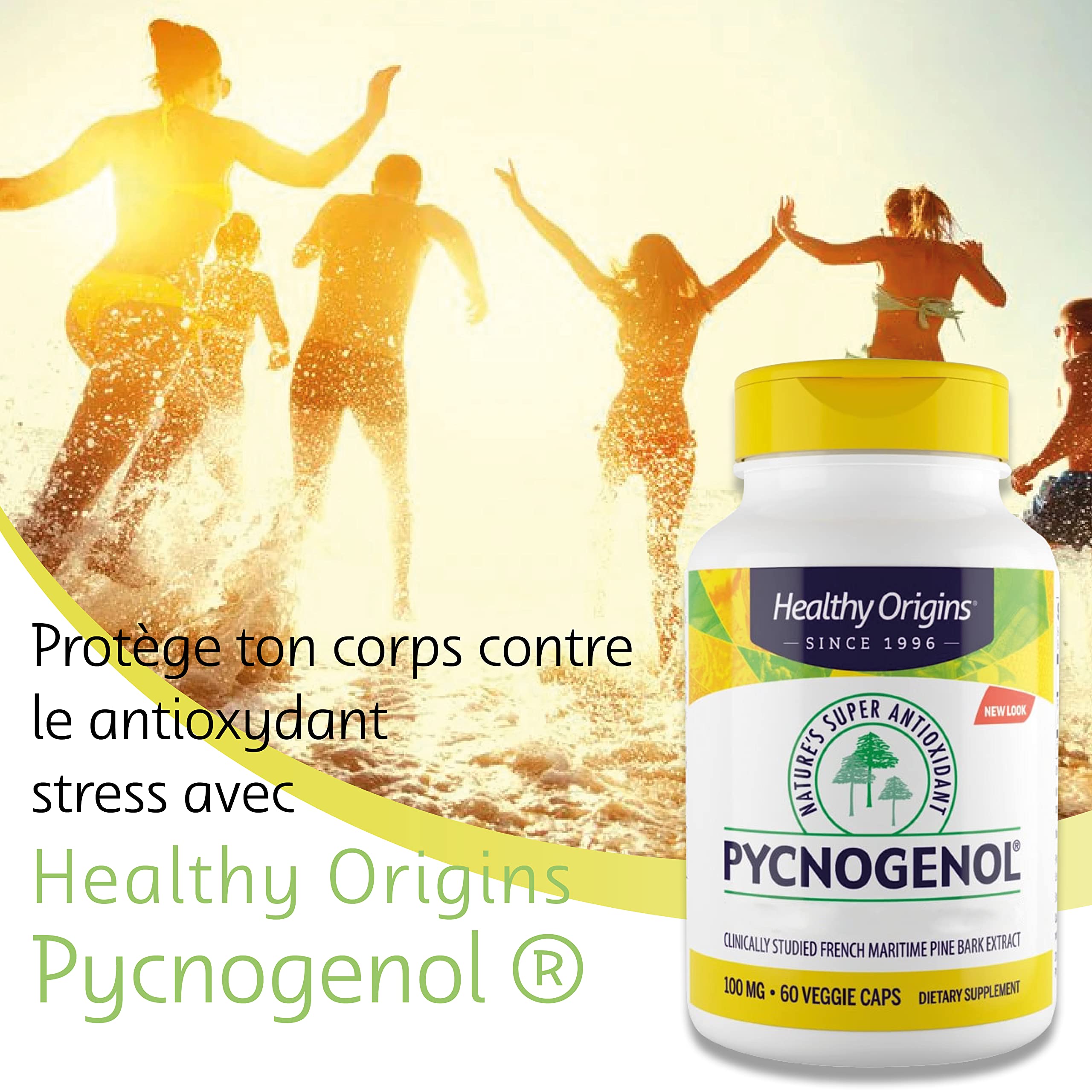 Healthy Origins, Pycnogenol, 100 mg, 60 Gélules végétaliennes, Pin Maritime, Sans Gluten, Sans Soja, Végétarien