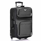 Amsterdam 21-Inch Softside Expandable Carry-On Luggage, Lightweight 2-Wheel Upright, Expandable, TSA Lock, Gray
