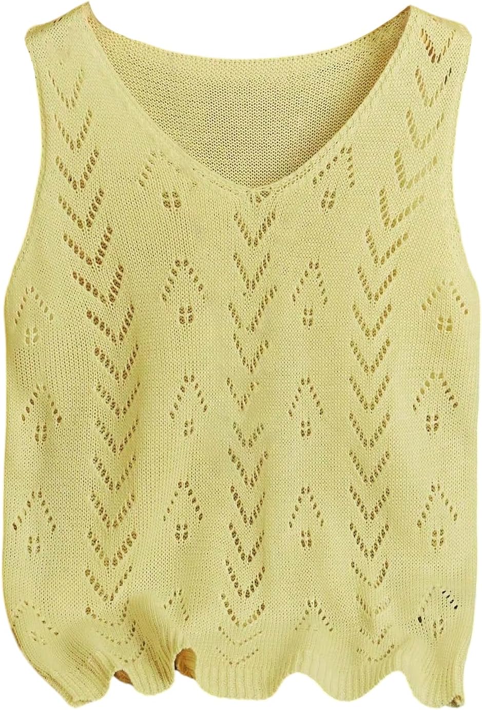 GORGLITTER Women's Knit Tank Tops Boho Sleeveless Lightweight Sweater Vest Crochet Casual Dressy Outfits 2025