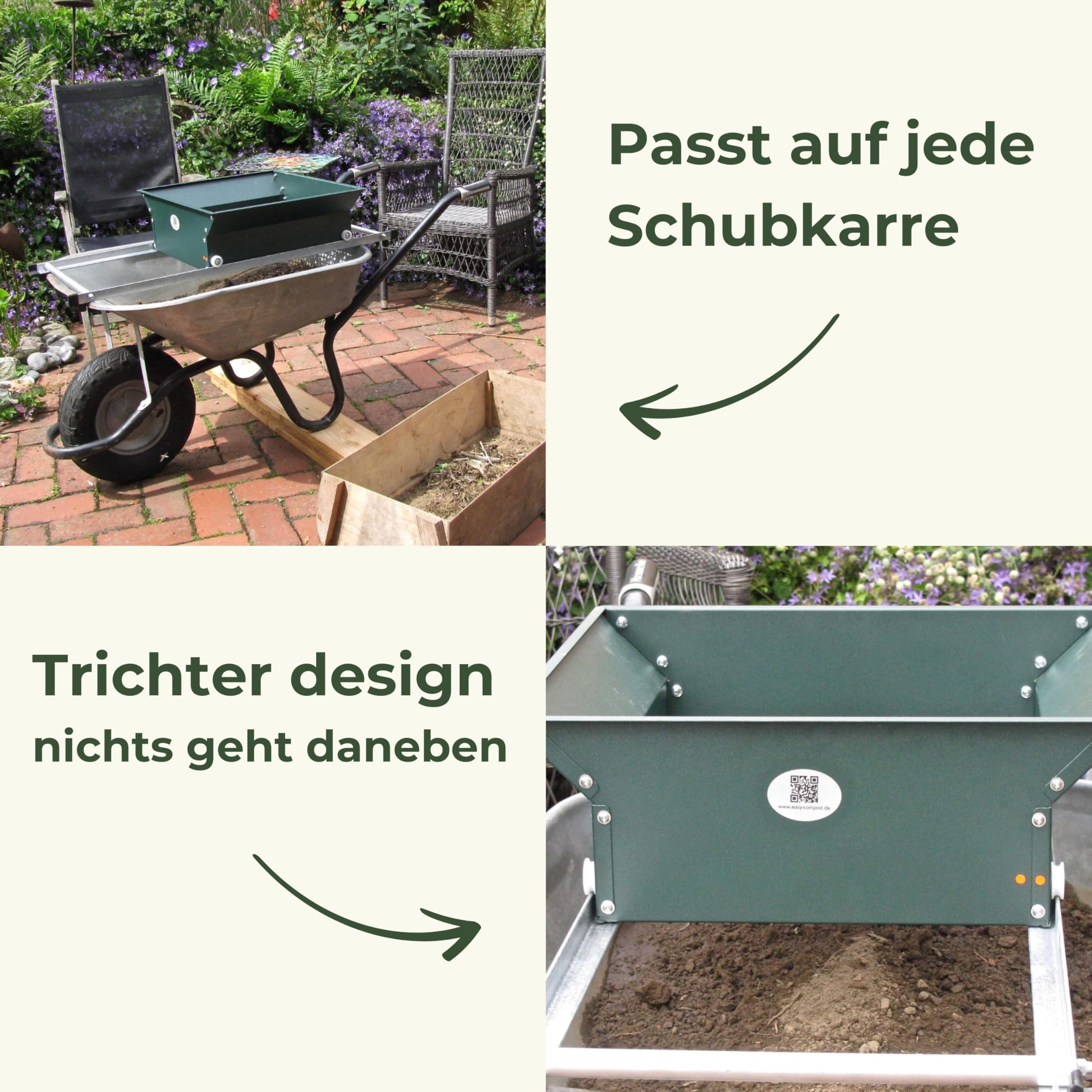 II Kompostsieb Gartensieb passt auf Jede Schubkarre – Mühelose Trennung von Erde, Kies & Sand – Robustes, rostgeschütztes Erdsieb – Allwettertauglich & langlebig für Gartenprofis