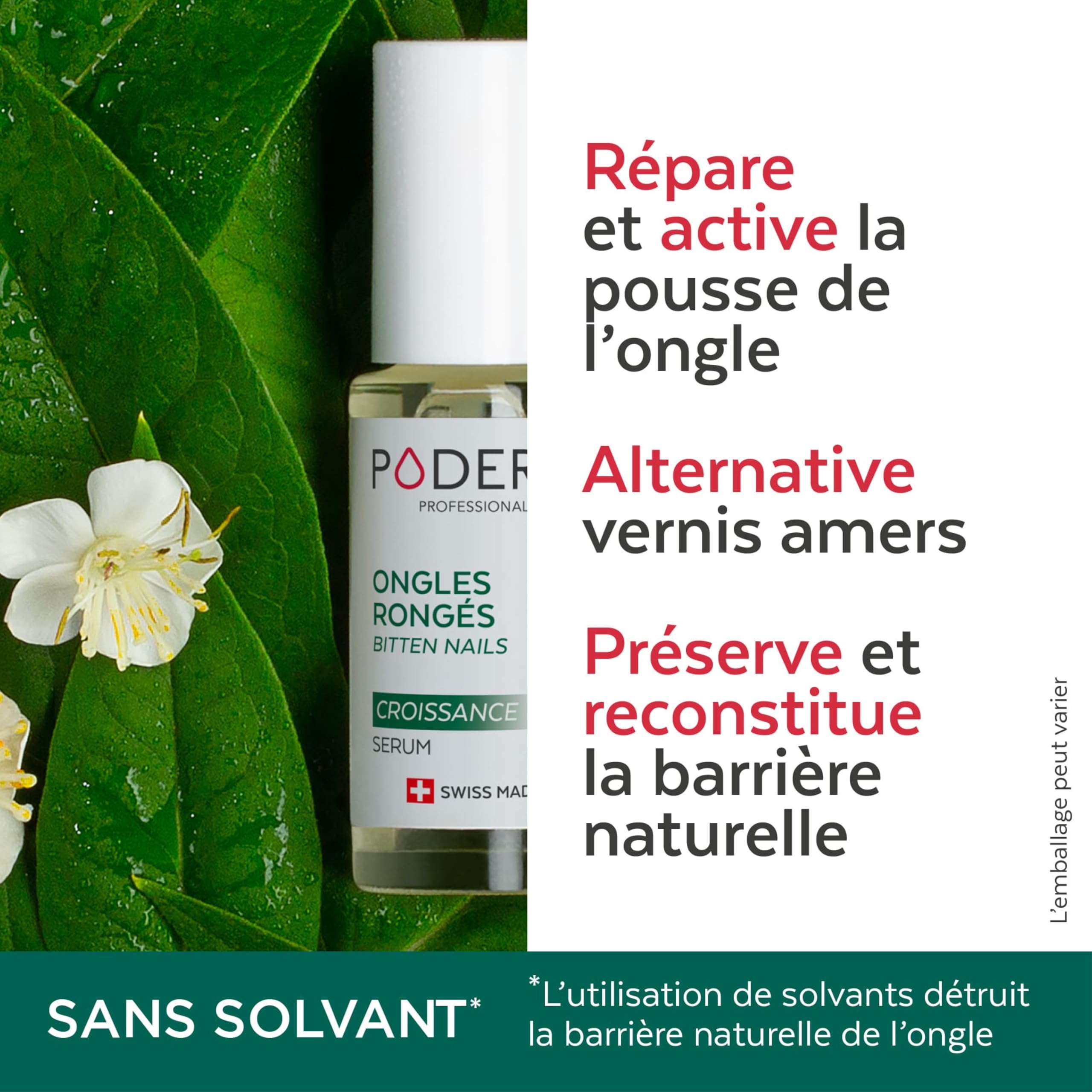 PODERM - ONGLE RONGÉ SOIN CROISSANCE BIO | Aux plantes fortifiante et stimulante de la pousse | Adultes et Enfants | Soin professionnel pied/main | Facile & rapide | Swiss Made