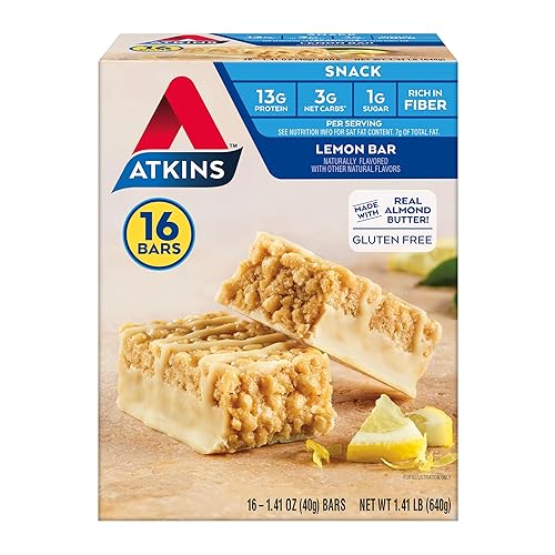 Atkins Lemon Flavored Snack Bar, High Protein Bar, Low Sugar
