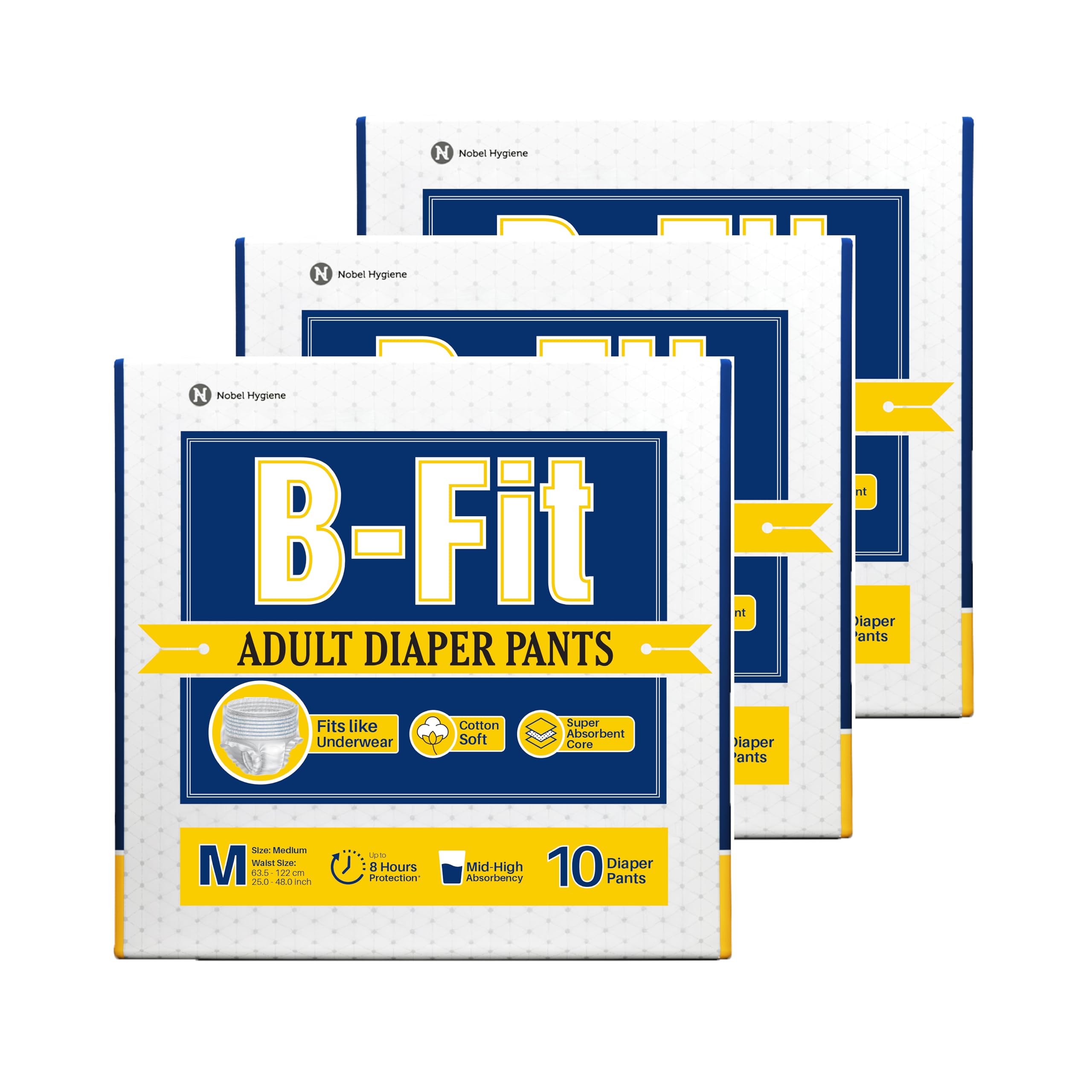 B-FIT Unisexadult Diapers Pant Style - Medium Size - Pack Of 3 (Unit Count 30)