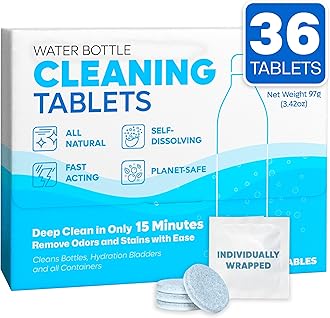 Sudstainables Sojourner Bags Water Bottle Cleaning Tablets - 36 Pack, Biodegradable, Chlorine & Odor Free, Hydration Bladder And Water Bottle Cleaner Tablets, Removes Stubborn Stains & Odors
