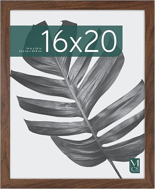 MCS Studio Gallery 16x20 Poster Frame Walnut Woodgrain, Vertical & Horizontal Wall Hanging Large Picture Frame for Photos, Posters & Art Prints (1-Pack)
