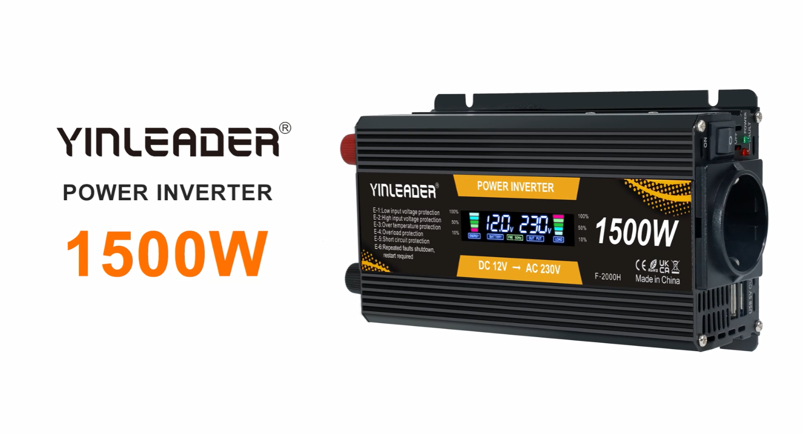 CHARGEUR Inverseur de tension 12V vers 220V - Puissance 500 WATTS TYPE