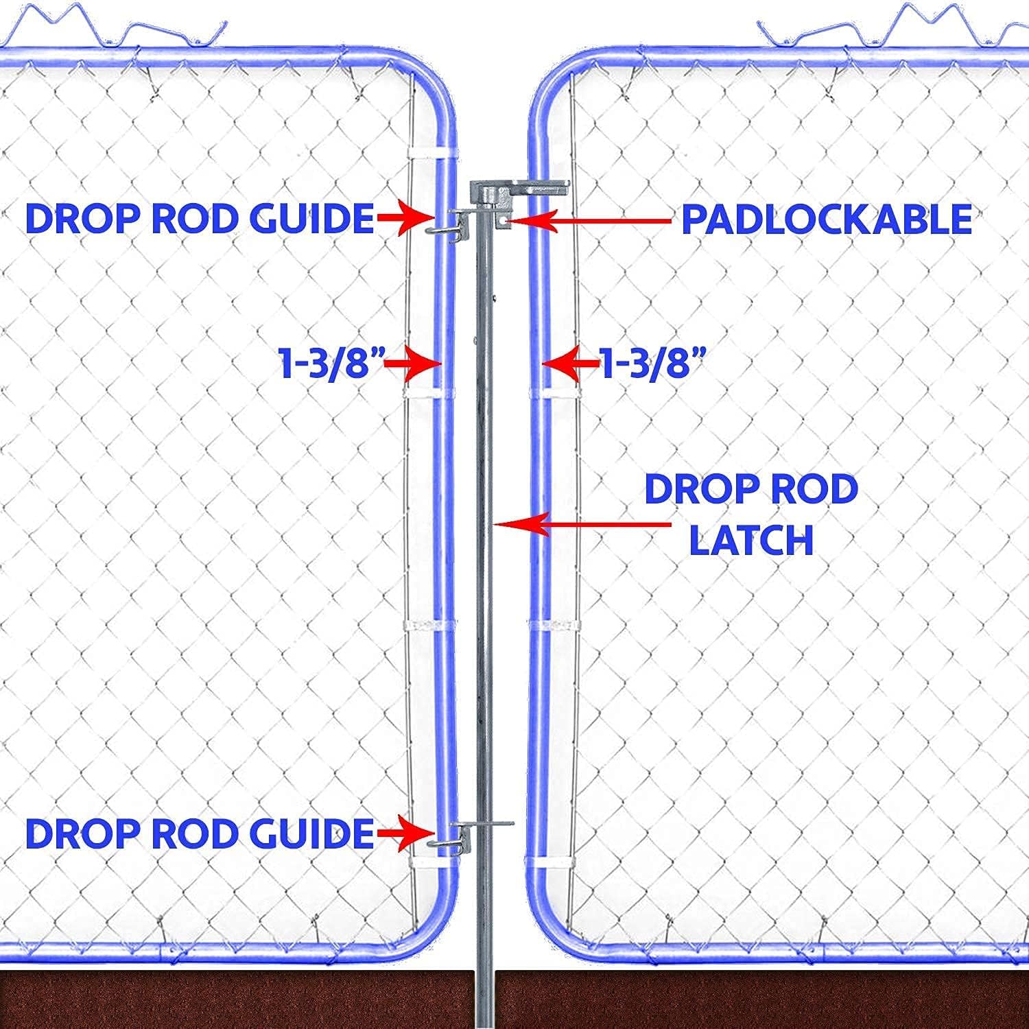 Jake Sales CHAIN LINK DROP ROD/PIN LATCH for 1-3/8" Frame Double Gate - Chain Link Fence. 36" Long.