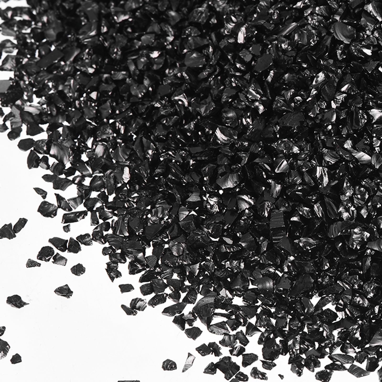 sourcing map Crushed Glass for Resin Art, 150g Medium Irregular Metallic Chunky Chips Small Broken Crushed Glass Glitter Pieces for Crafts DIY Vase Filler Jewelry Making Decor, Black