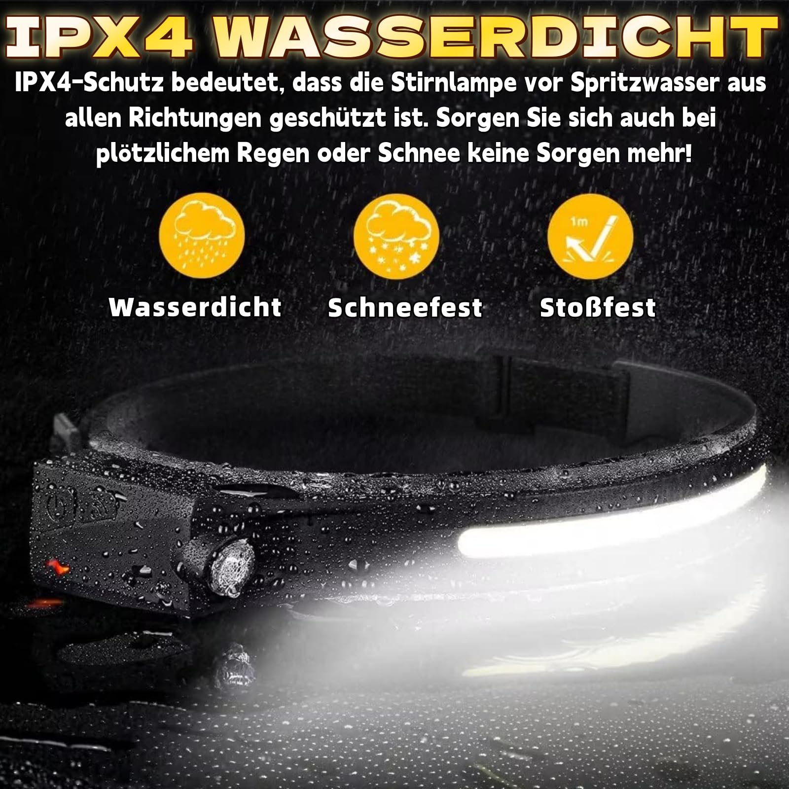 Adventure Light 2.0 - Das Original COB-Chip LED 230°Weitwinkel Stirnlampe Wiederaufladbar , USB-Typ-C Schnellladung Doppel-Schalter Handwisch-Sensor Kopfband Stoßfest Wasserdicht flexibel (2 Stück)