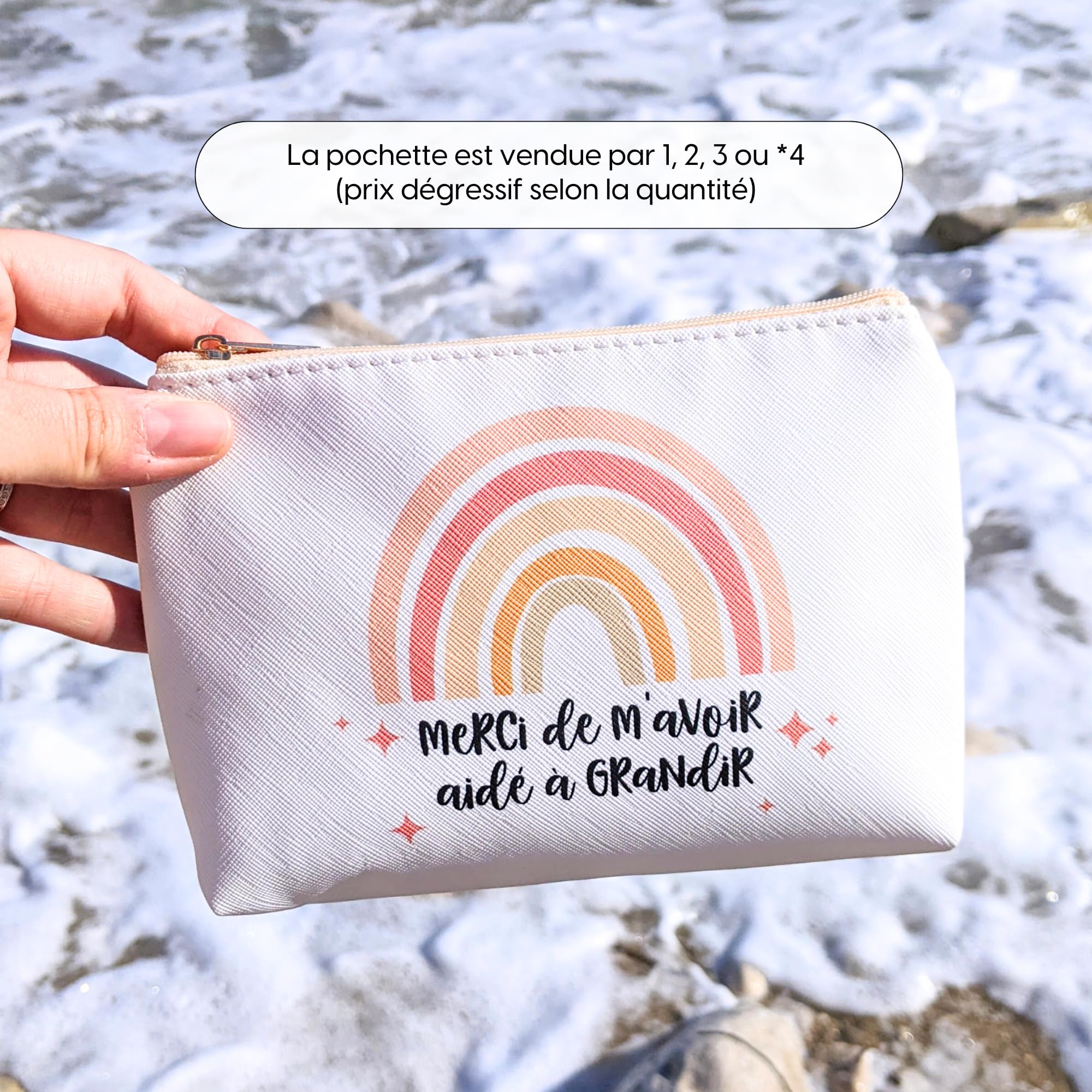 Pochette Merci de m'avoir aidé à Grandir | Cadeau Fin d'année Scolaire - Cadeau crèche, maîtresse, Atsem, aesh (2) Blanc