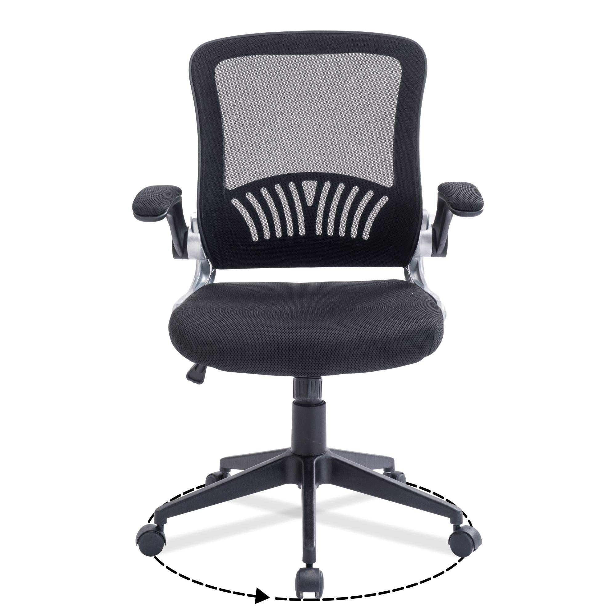 Ergonomic Mesh Office Desk Operator Chair Swivel PC Computer Office Chairs with Arms and Back Support for Home & Office Use for Adults Black