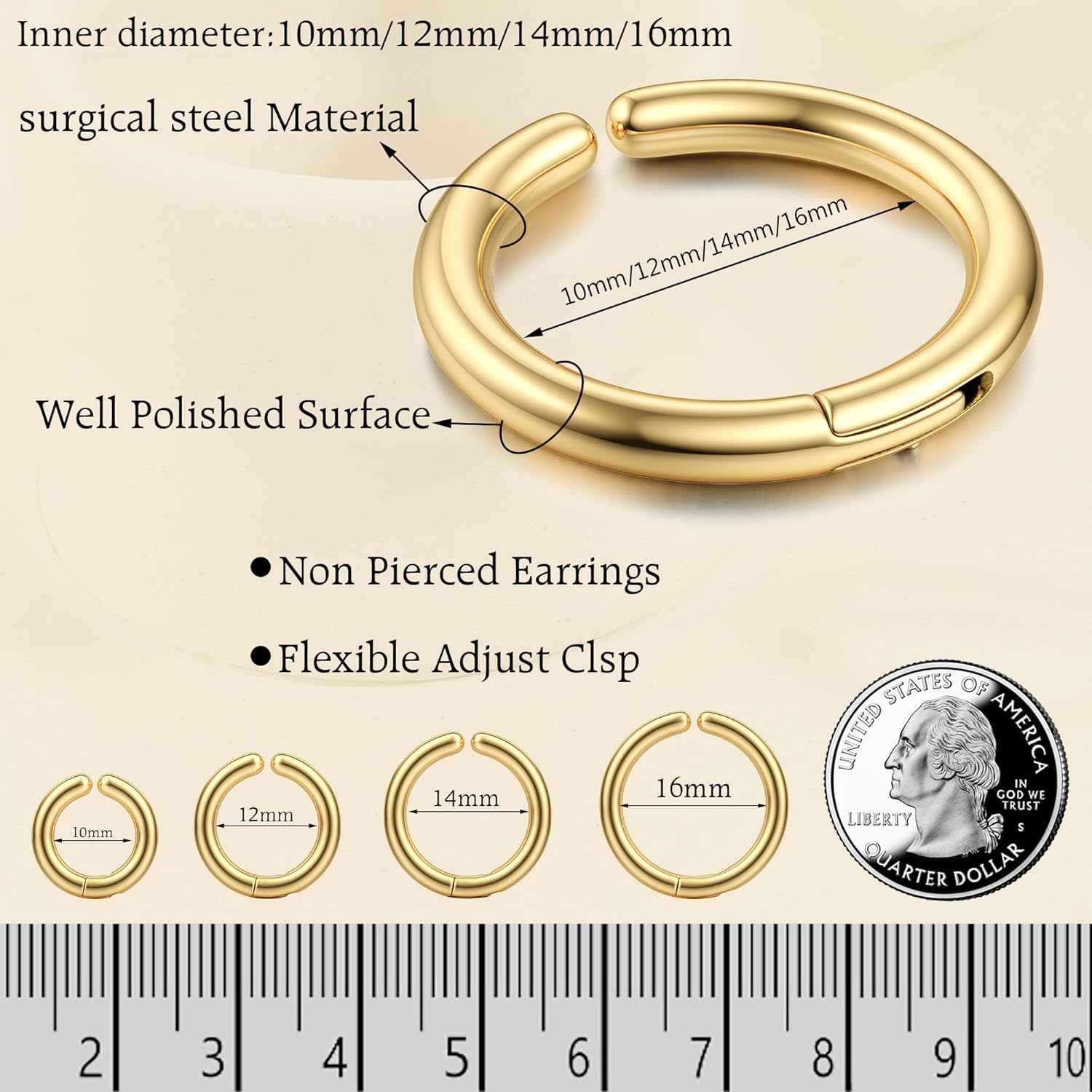 YADOCA 8 Pieces Clip On Earrings For Men Women Non-Piercing Fake Earrings Stainless Steel Clip On Hoop Earring Cool Earrings Ear Clips Set for Gifts - Image 2