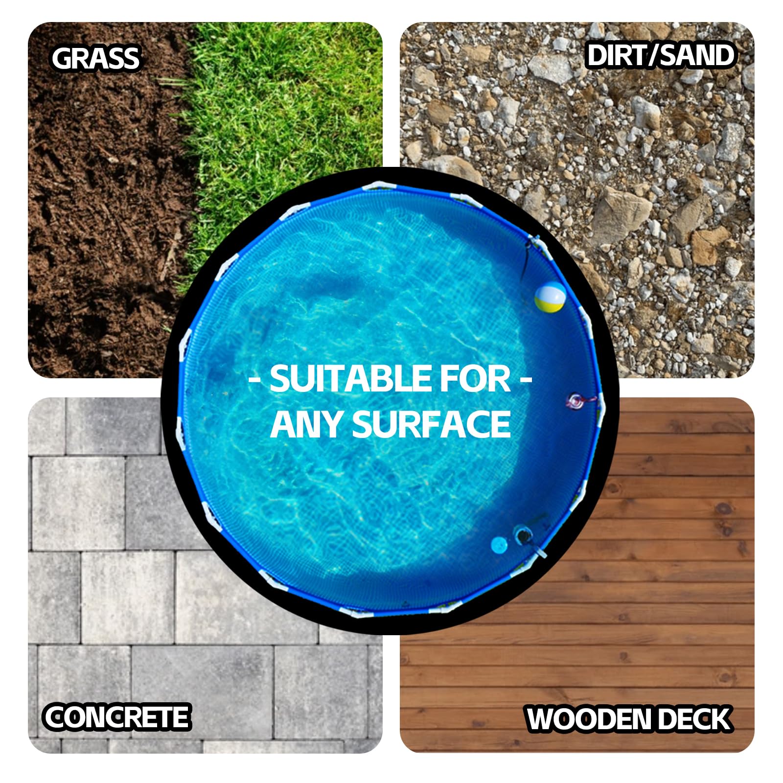 Tapis de piscine rond de 5,5 m, tapis épais pour piscine hors sol, tapis de piscine robuste pour piscine résistante aux perforations, prolonge la durée de vie de la doublure, noir (5,5 m)