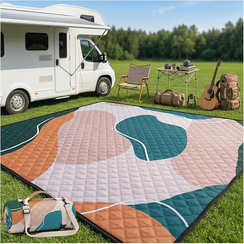 Waterproof Picnic Blanket Outdoor Camping Beach Mat Outside Rug Tent Floor Carpet Extra Large Foldable Sandproof Car Essential Roadtrip Rv Accessories Glamping Gear Must Haves Hiking Gift
