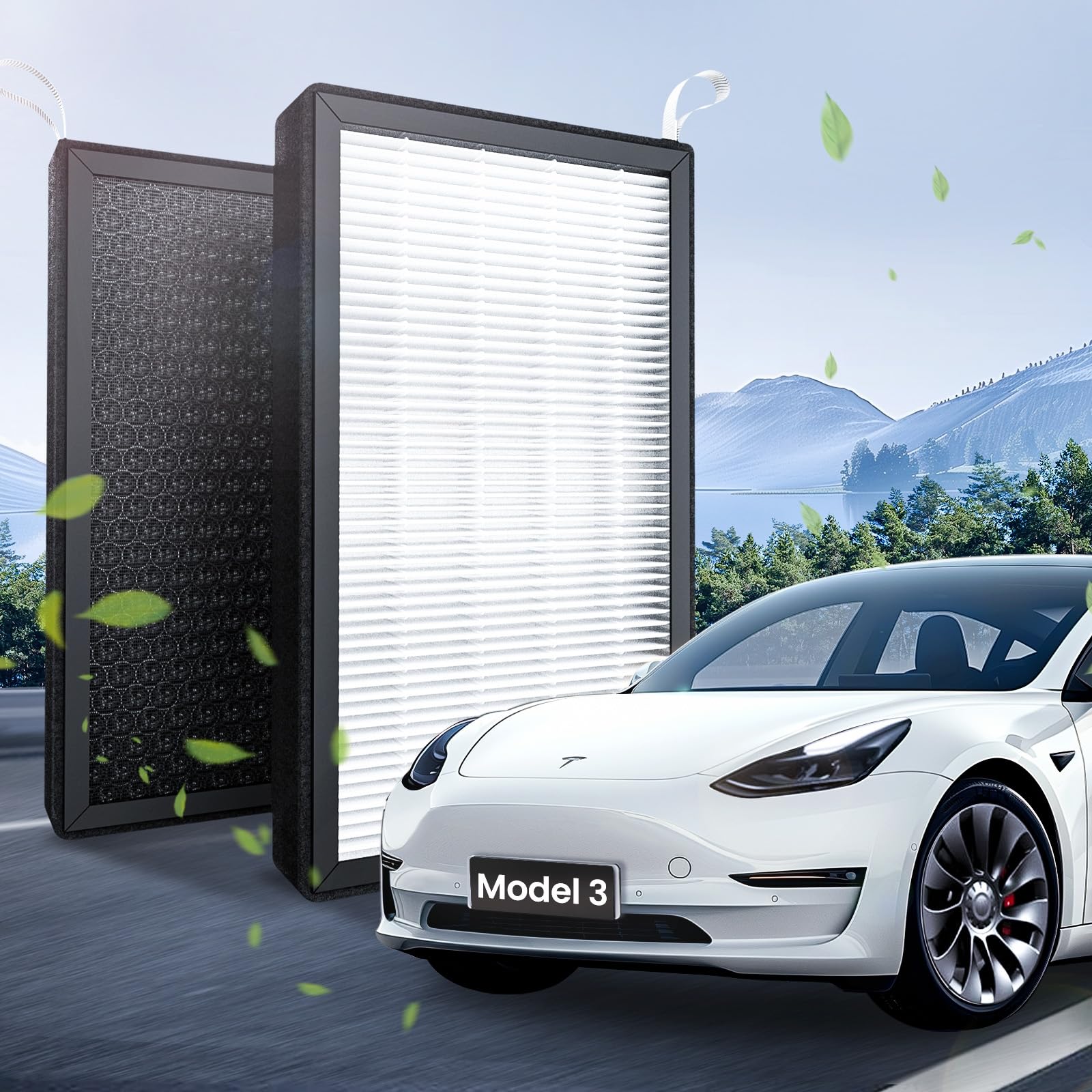 REEVAA 2025 Upgraded HEPA Tesla Model 3 Cabin Air Filter | 2 Pack Premium Activated Carbon | Design for Model 3 (2016-2025 Highland) Replacement Accessories with Install ToolsGlobal Recycled StandardGlobal Recycled StandardGlobal Recycled Standard