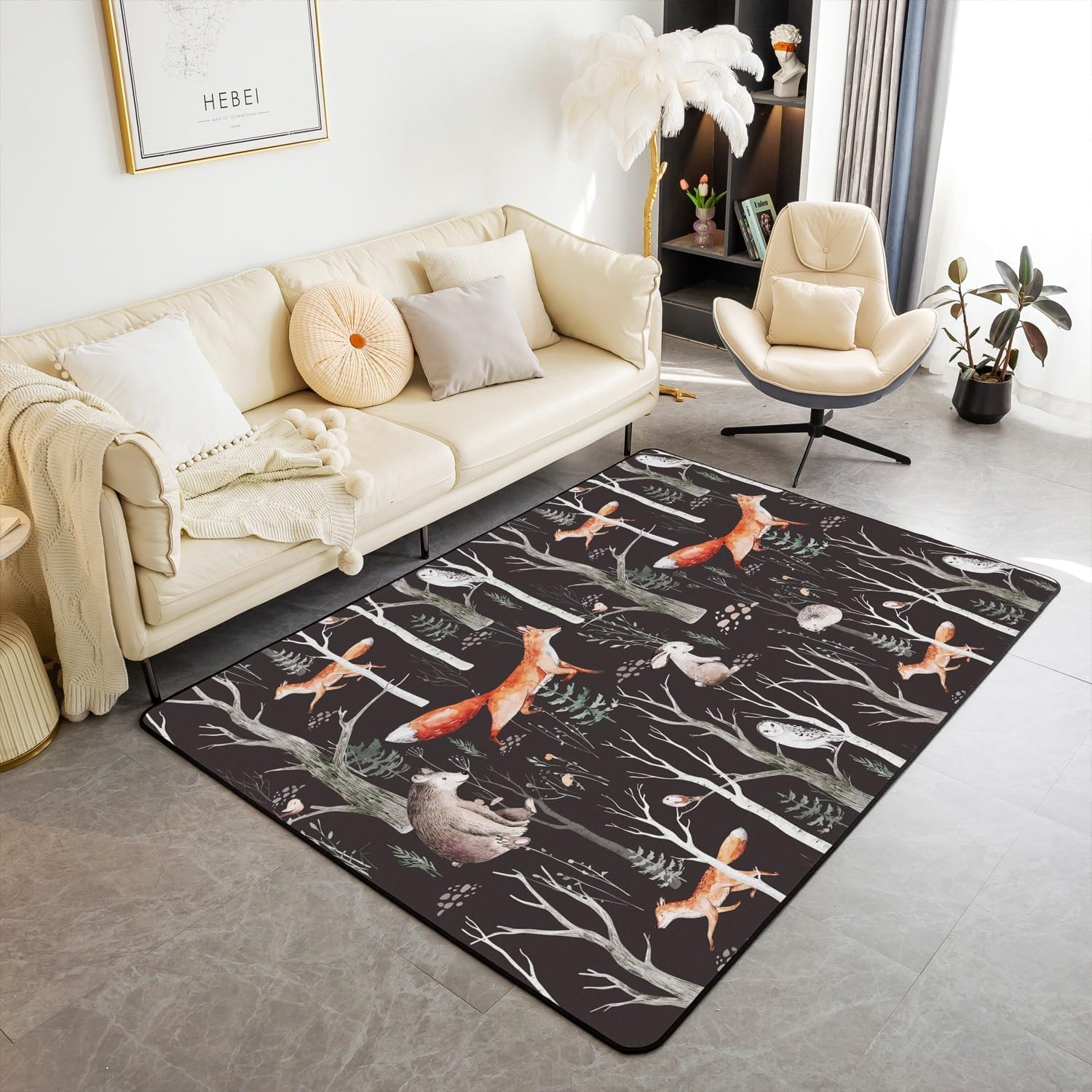 Tapis bébé rampant renard lavable pour protéger le sol de la cuisine