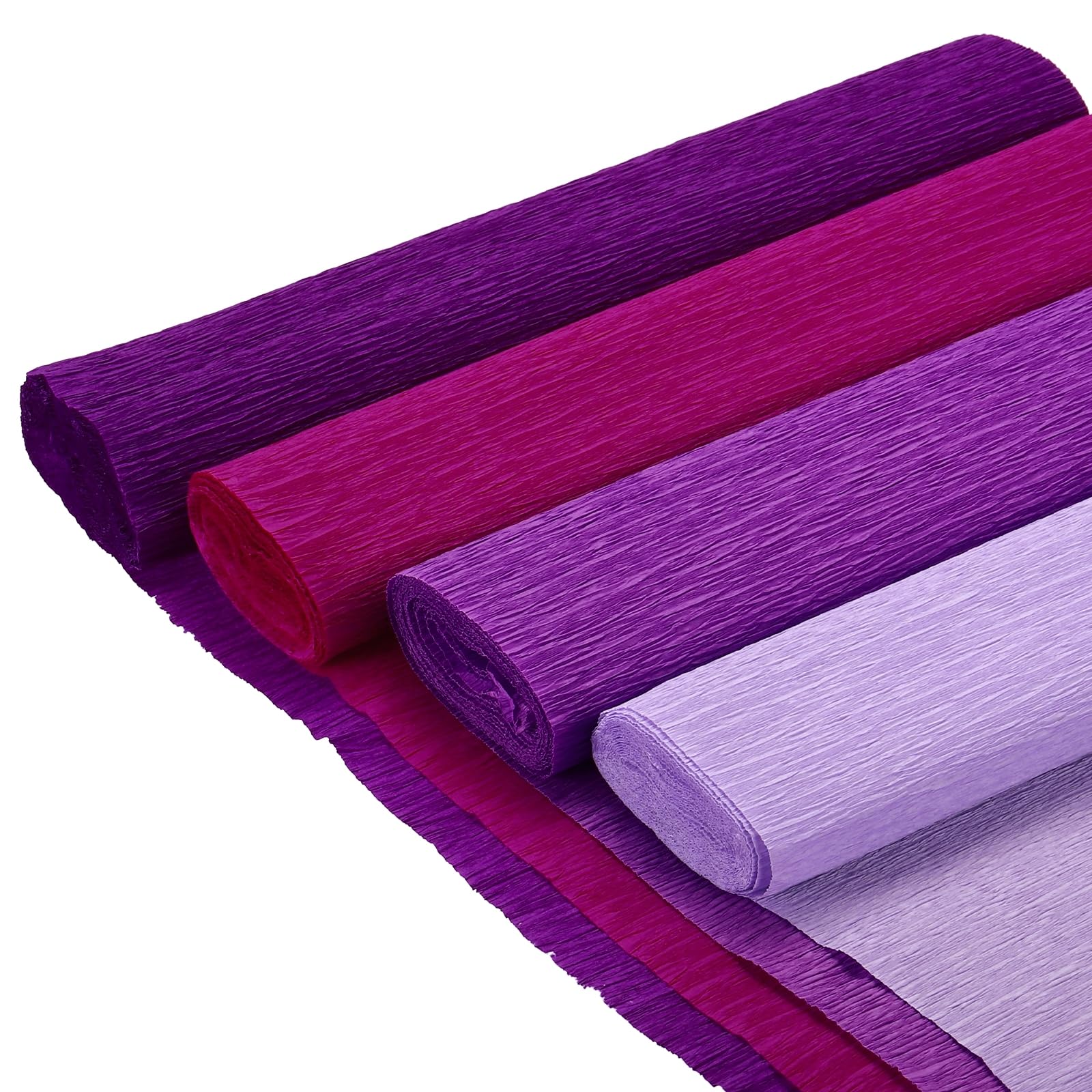 QUARKZMAN 8 Stück 4 Farben Krepppapier, 25cm x 2.5m Floristen Krepp Papier Bunt für Handwerke, Party, Schulpapier, Blumen DIY (Hellviolett, Dunkelviolett, Violett, Rosenrot)
