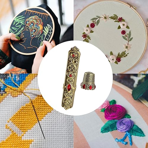 Vista 15 de Estuche de aguja de dedal de costura en relieve, punto de cruz victoriano, almacenamiento de punto de cruz, acolchado vintage, herramientas