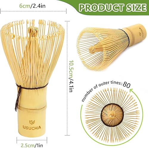 Miniatura 3 de Batidor de bambú matcha, hecho a mano, orgánico tradicional japonés, agitador de matcha, accesorio para preparación de té verde (120 puntas)