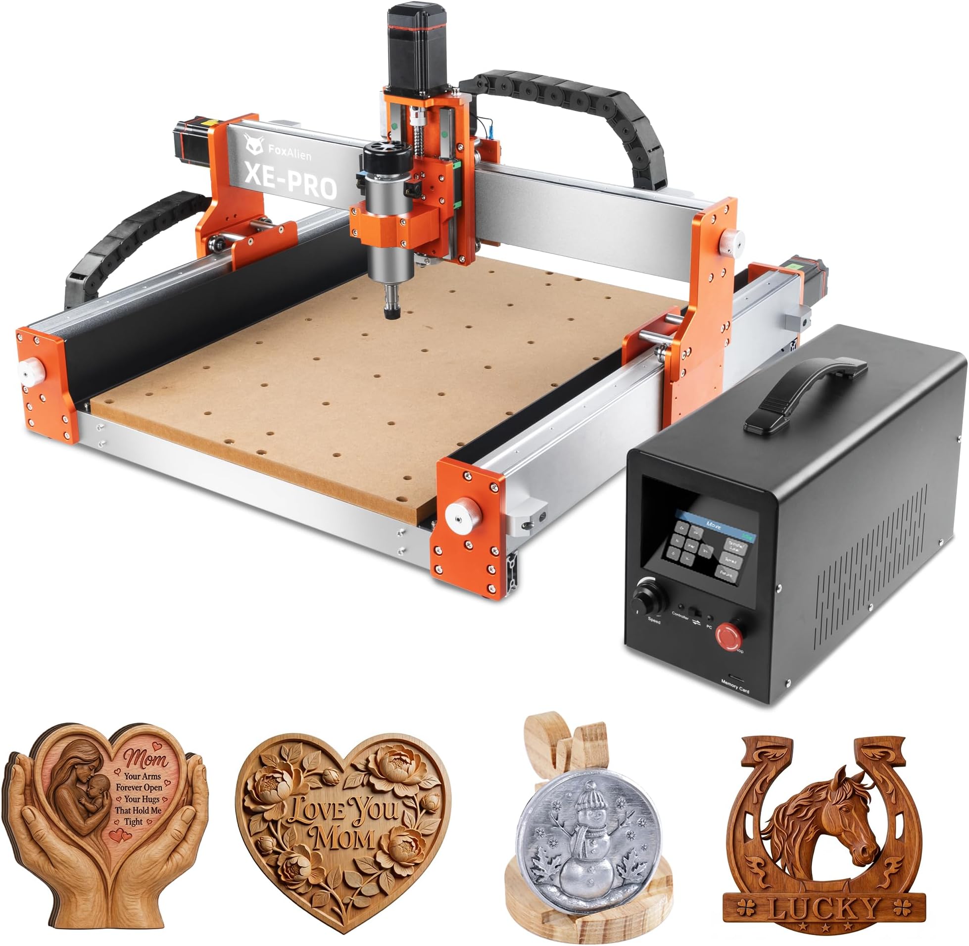 CNC Router Machine XE-PRO with Ball Screws, 400W Spindle 3-Axis Engraving Milling Machine for Wood Aluminum Cutting Upgradable to Linear Rails（220V）