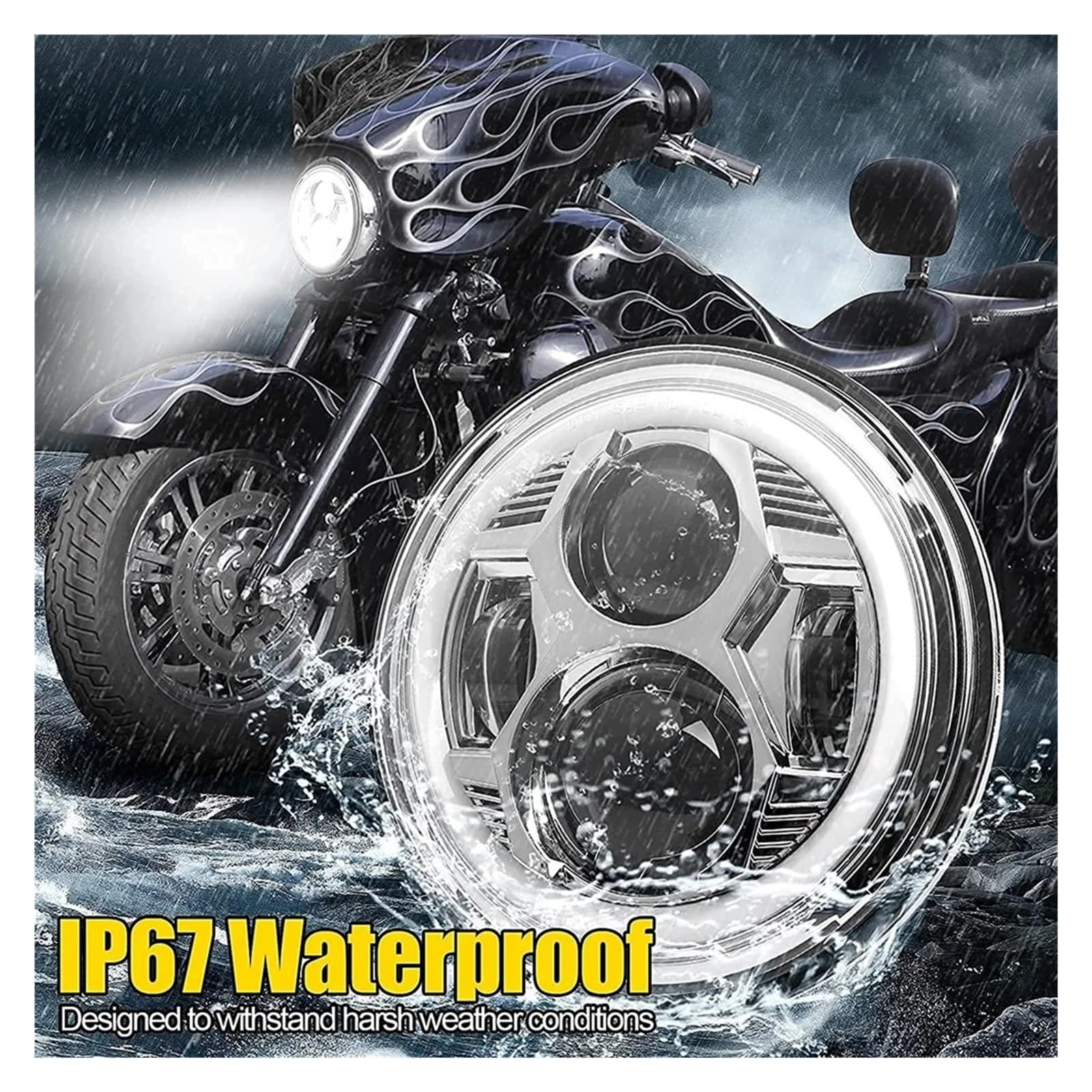 Anello Halo Rotondo Per Faro Moto LED H4 Da 7 Pollici Per 93-08 Per Ducati Per Monster 1000 600 Fari Moto