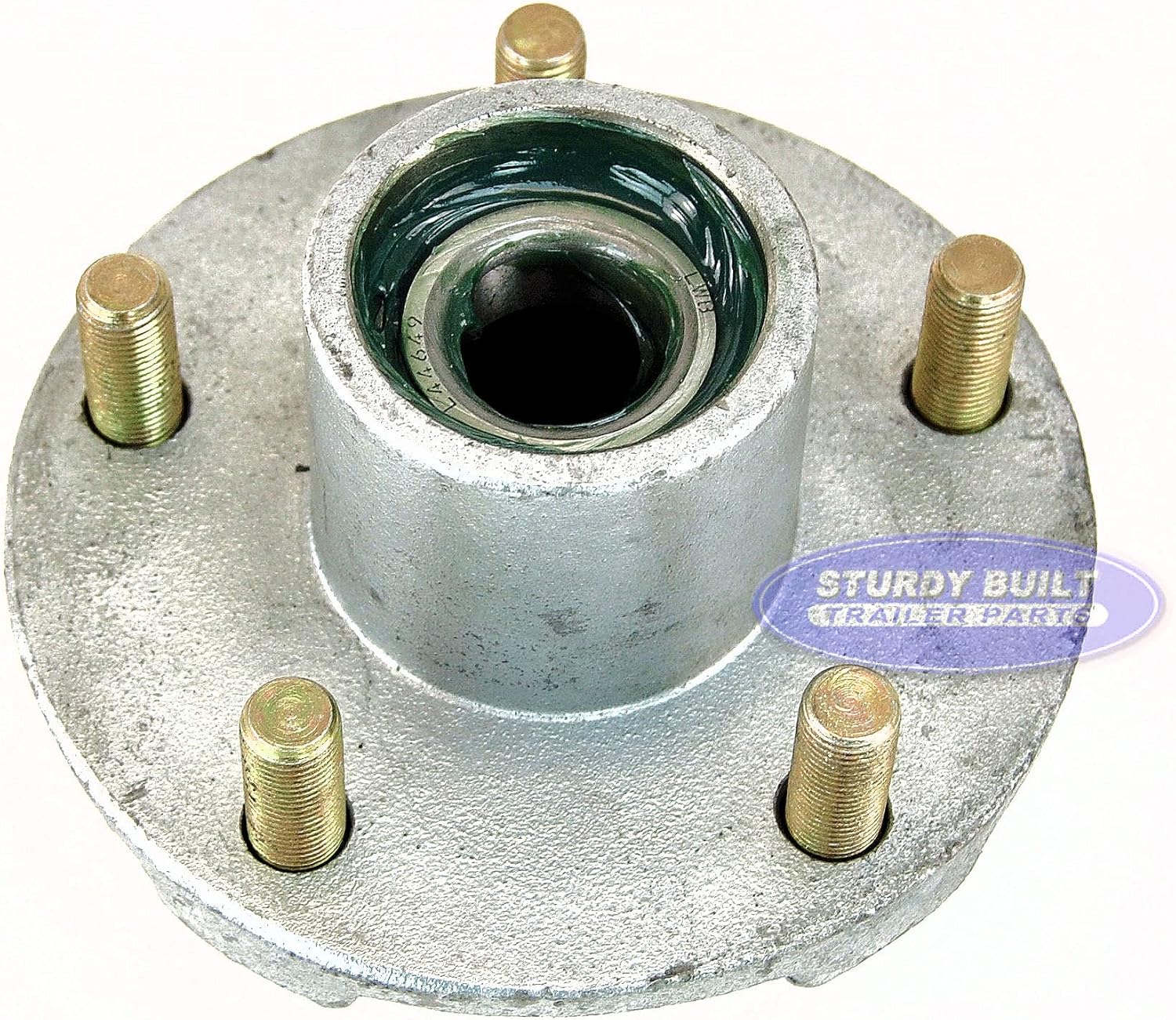 Pre Greased Trailer Hub Galvanized 5 Lug 1 1/16" Bearings 1 1/4" Seal