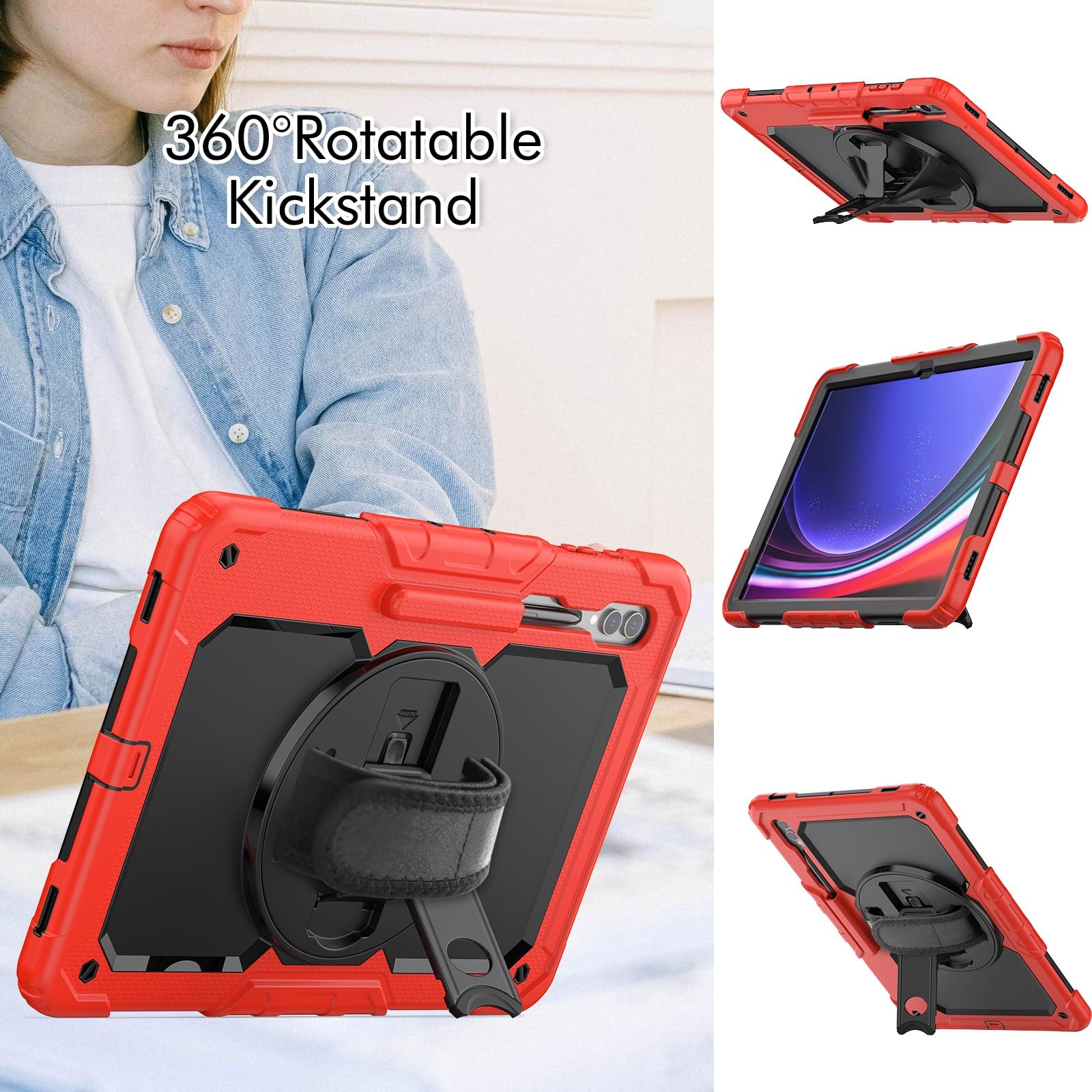 Custodia protettiva per tablet PC compatibile con Samsung Galaxy Tab S9 Ultra 14,6 pollici 2023 (SM-X910/X916B/X918U), custodia protettiva in TPU resistente e antiurto, custodia protettiva W pellicola