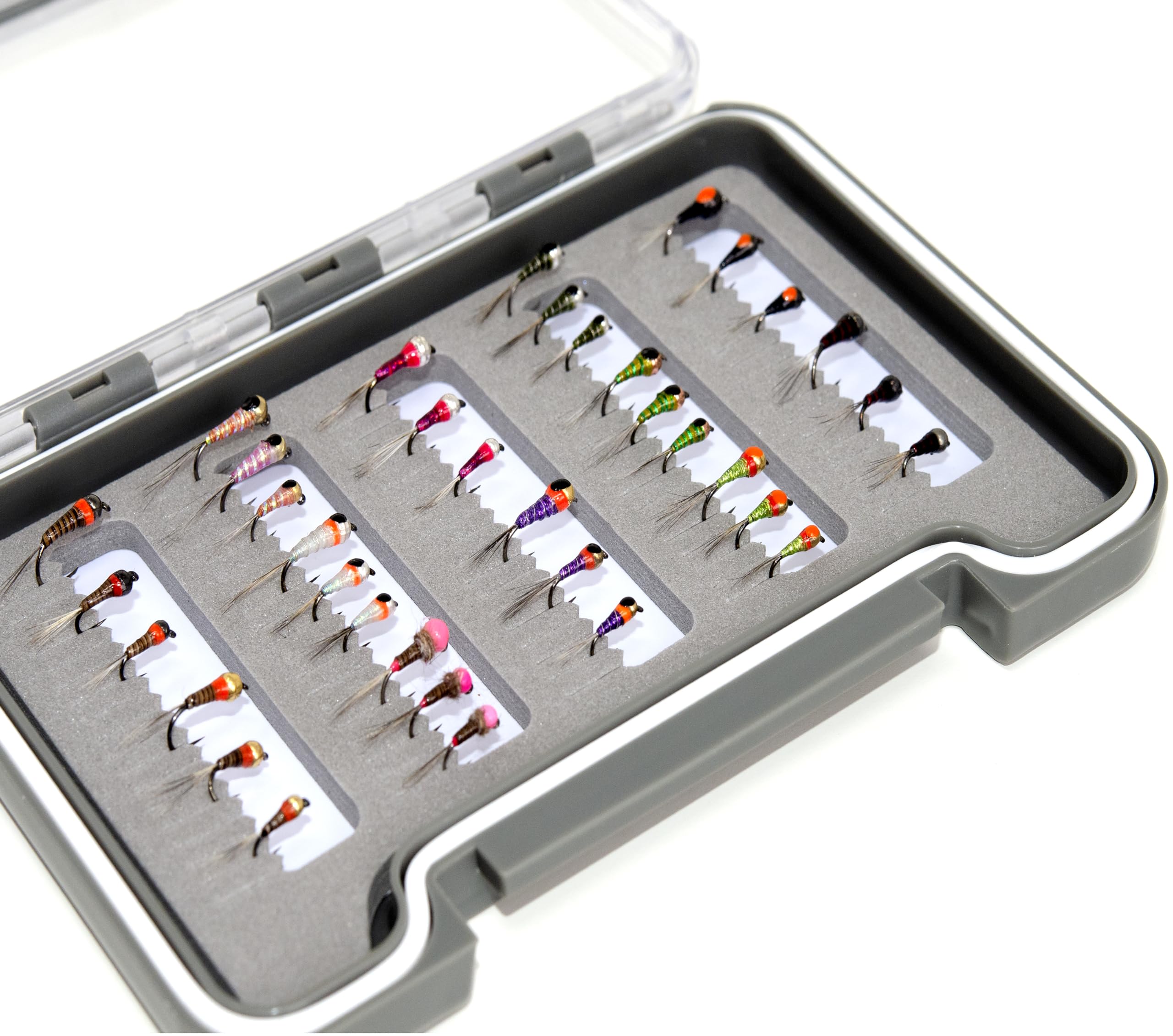 36 effektive Tungsten-Perdigon-Nymphen Fliegenfischer-Fliegen Sortiment, Forellen- und Äschenköder, wasserdichte Fliegenbox
