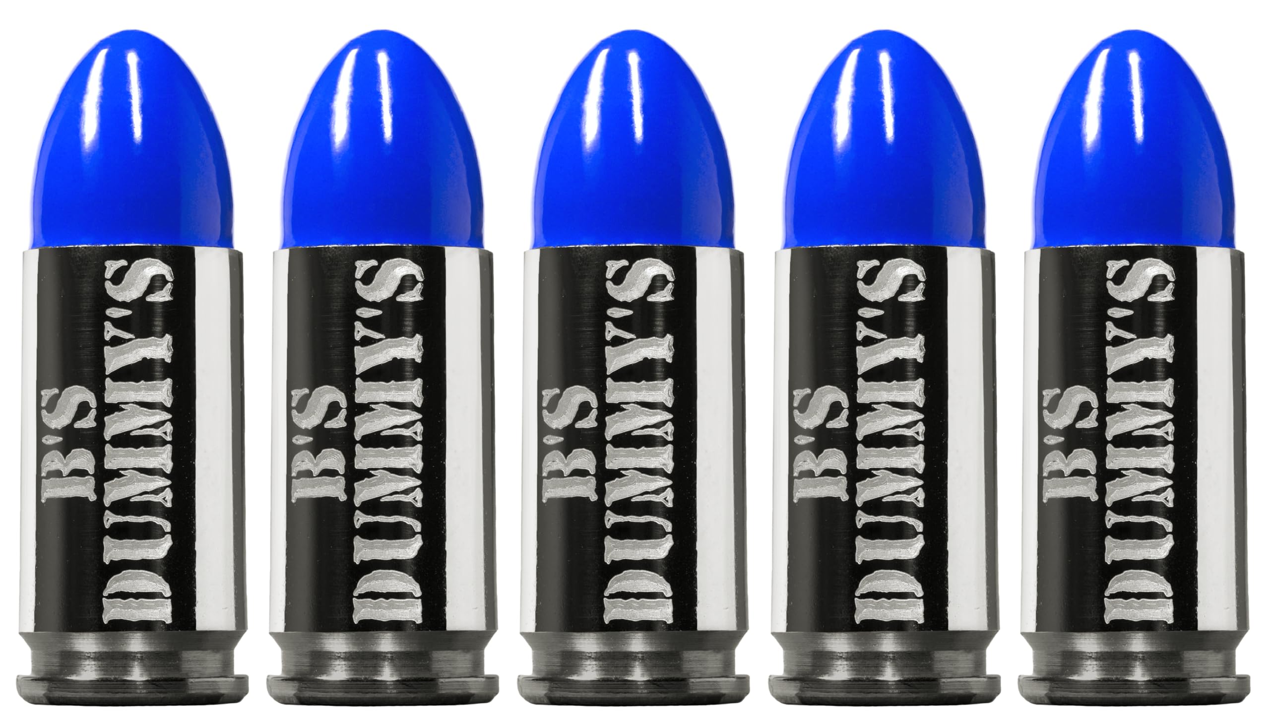 B-Unique Enterprises, Inc. B's Dry Fire Snap Caps - A.K.A. B's Dummy's - Dummy 9mm Luger Training Caps (5 Pack) (Blue Nickel)