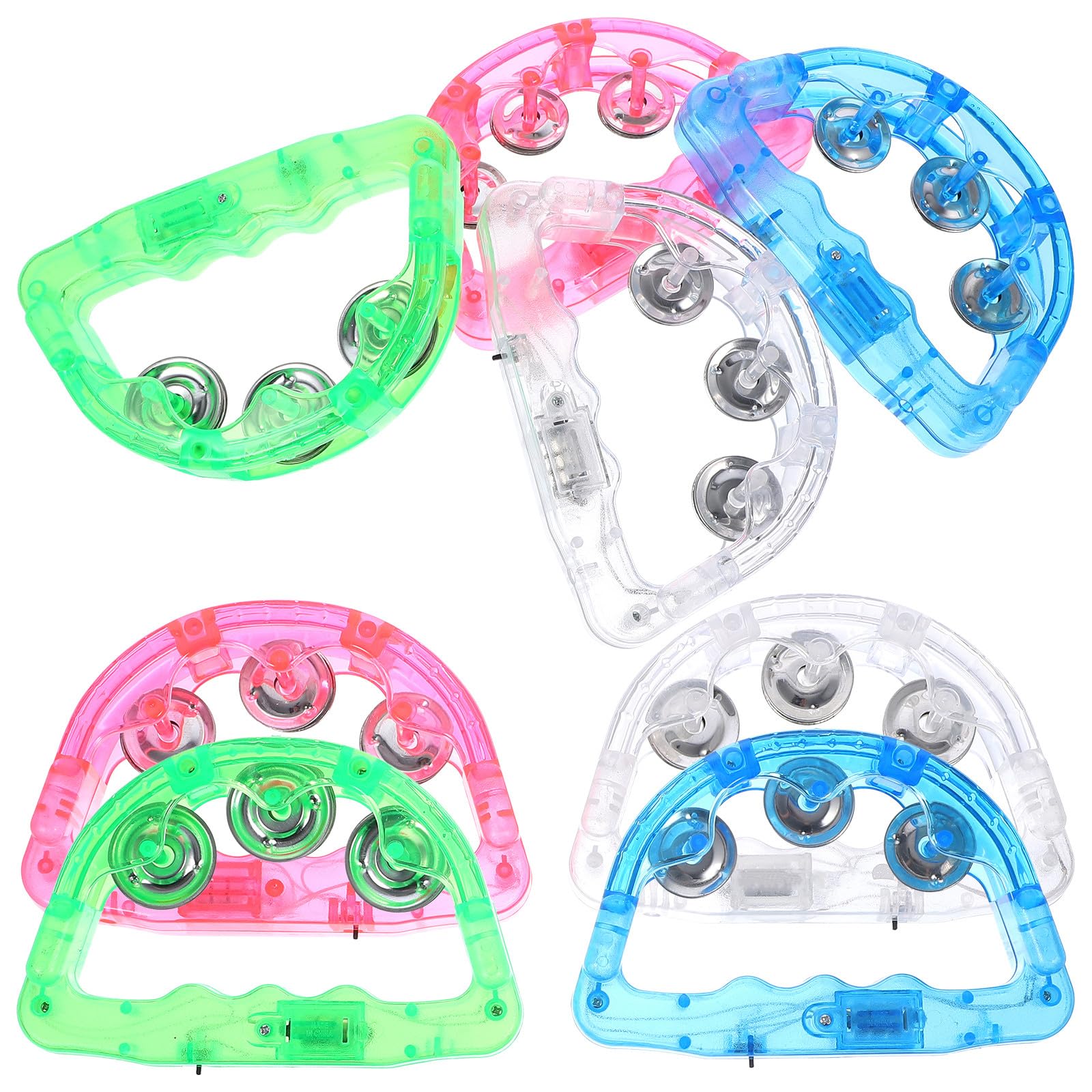 8 Tamburello Luminoso LED Strumento Percussione Portatile con Suono Nitido Adatto Feste Eventi Sportivi e Concerti Sonaglio Divertente per Adulti Colore
