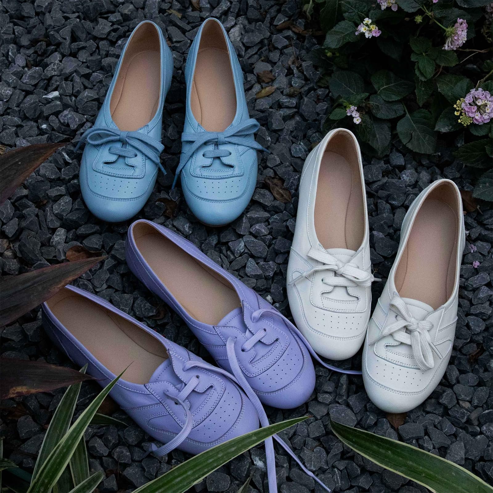 Brogues Planos Mujer Piel Perforada Cordones Zapatos