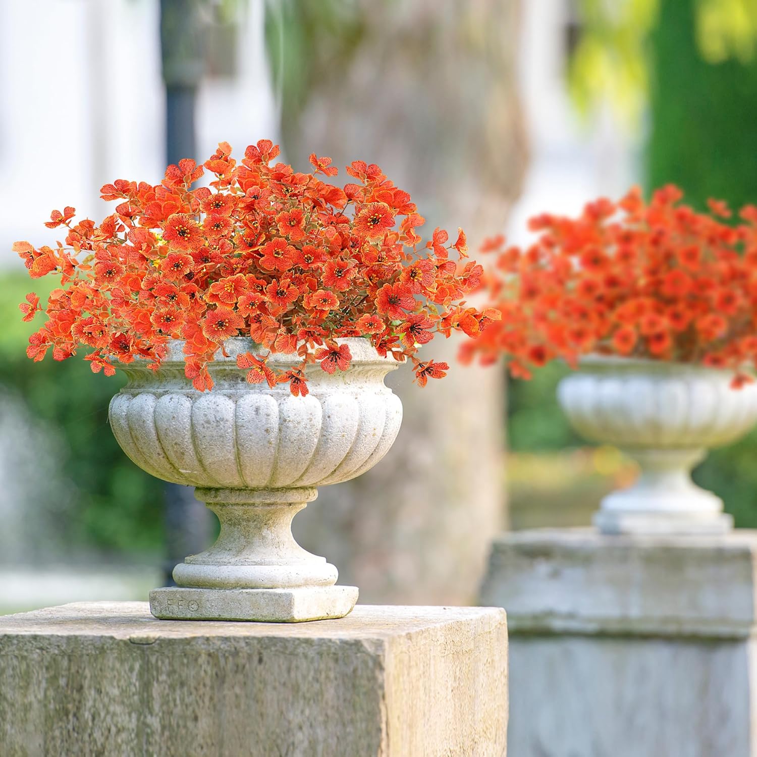 Artificial Flowers for Outdoors 12 Bundles Realistic Faux Plants UV Resistant Fake Silk Daisy with Eucalyptus for Boxwood Planter Patio Porch Outside Fall Thanksgiving Autumn Decoration(Fall) - Image 6