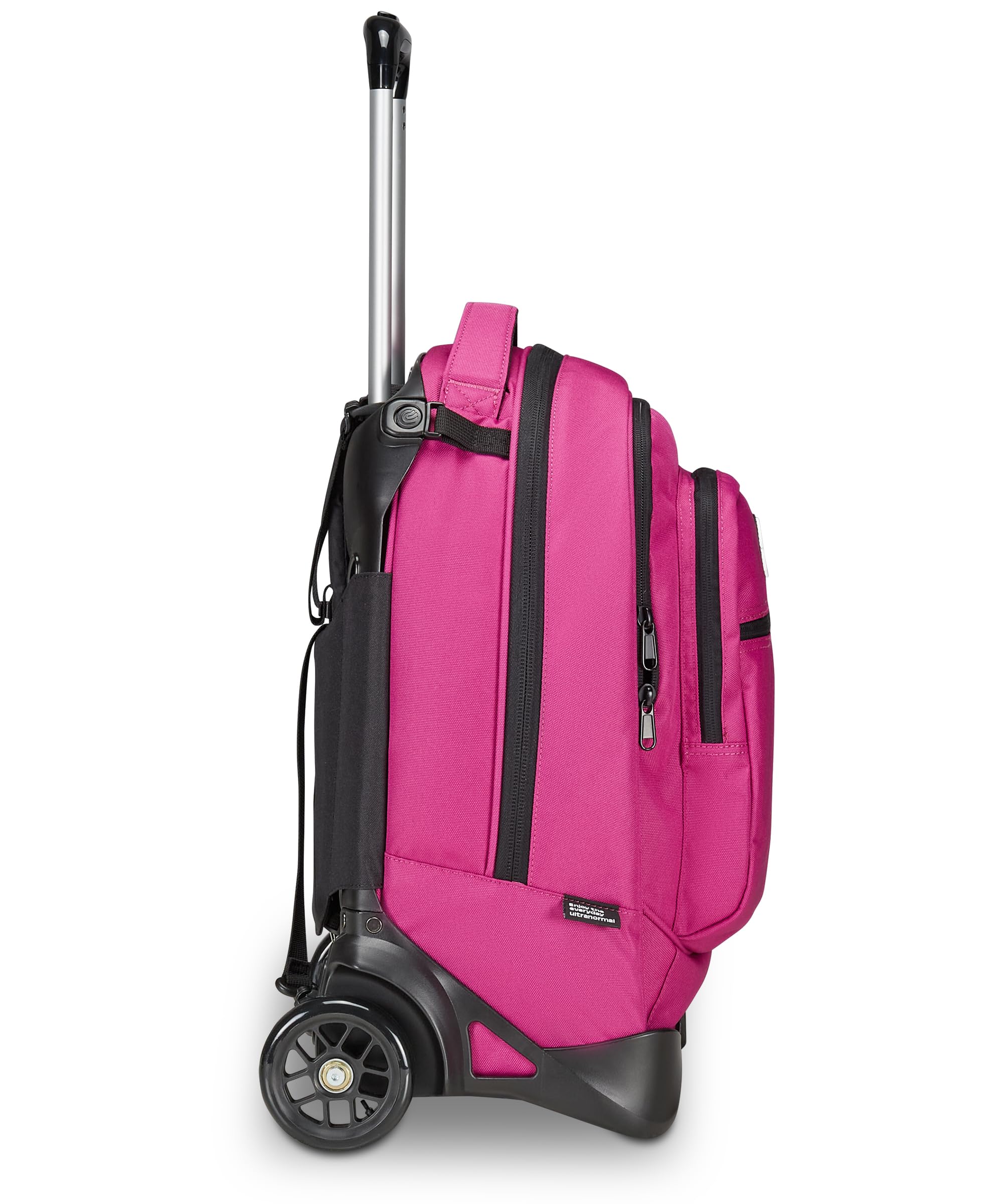 Invicta Trolley Scuola Plug Plain, Fucsia, Multi Uso, Zaino Doppio Scomparto Con Carrello Sganciabile, Tasca PC, Tasca Borraccia e Tasca Con Organizer, Trolley Medie Superiori Viaggio, Ragazza