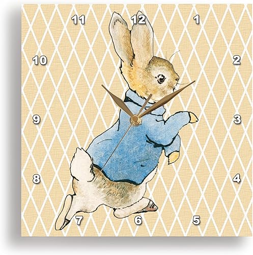 3dRose DPP_79399_1 Peter Rabbit Reloj de pared con diseño de animales de arte vintage, 10 x 10 pulgadas