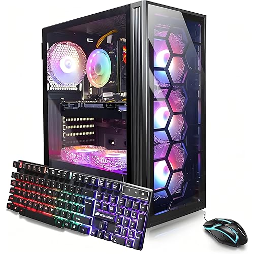 STGAubron Gaming PC Desktop Computer, Intel Core i7 up to 3.9GHz, GeForce GTX 1660 Ti 6G, 32GB RAM, 1TB SSD, WiFi, BT 5.0, RGB Fan x6, Windows 11 Home