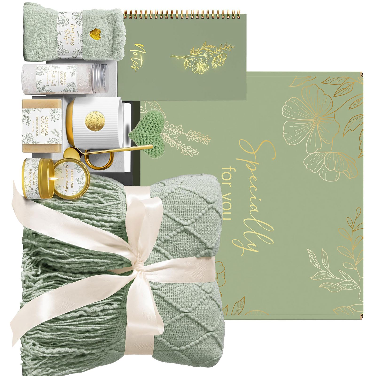 Msioytog Gift Set Flannel Blanket Thermals Mug Scented Caring for Her Comfortable Recovery Lavishness Flannel Blanket