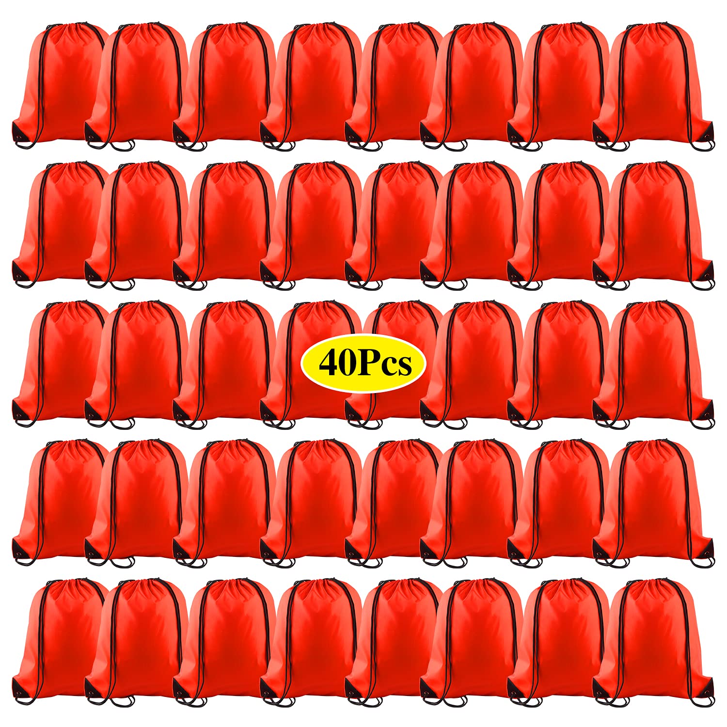 KUUQA 40Pcs Red Drawstring Backpack Bags Sack Drawstring Bags Bulk String Backpack Storage Bags for Sport Gym Traveling