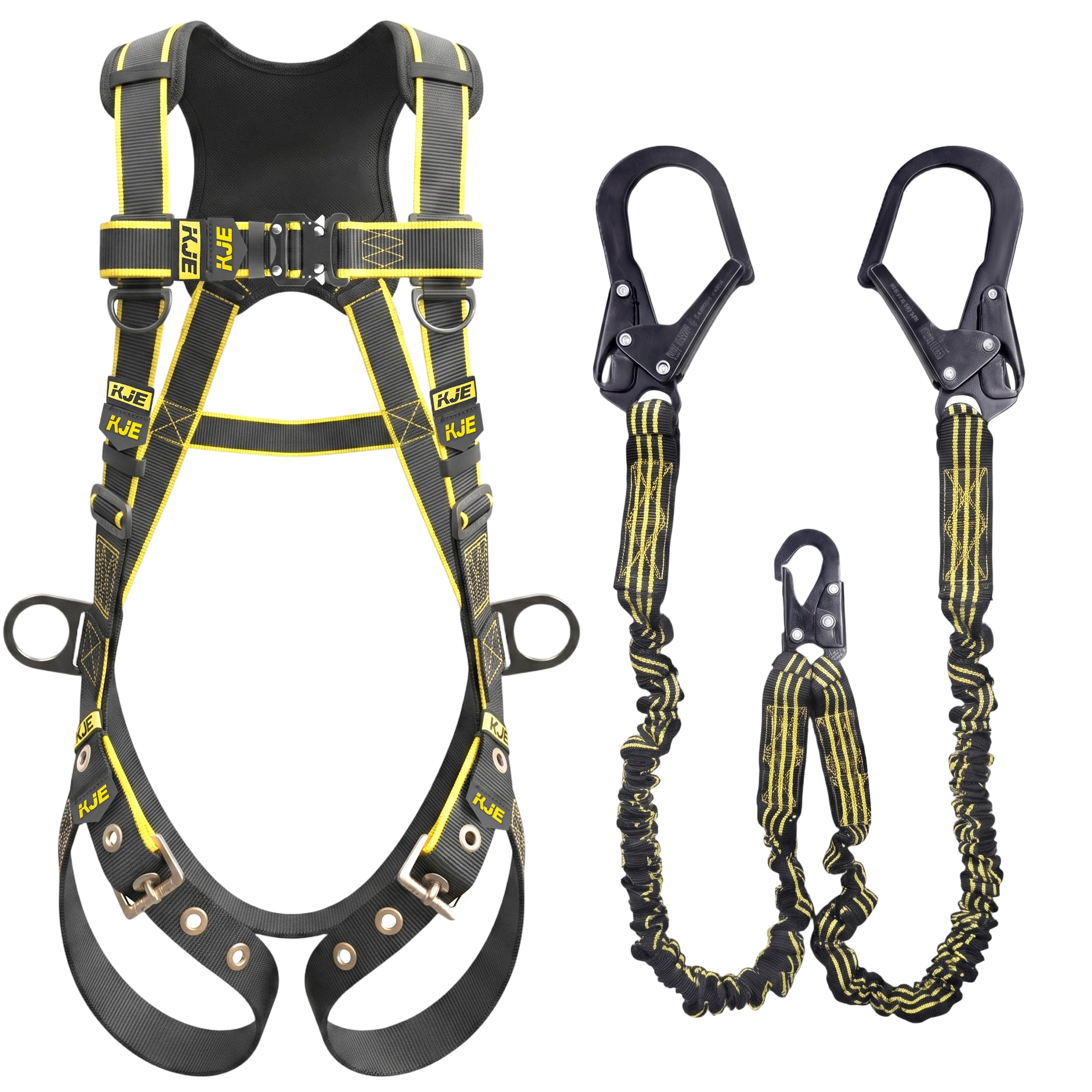 Safety Harness Fall Protection Kit, w/6FT 2 Leg Shock Absorbing Lanyard